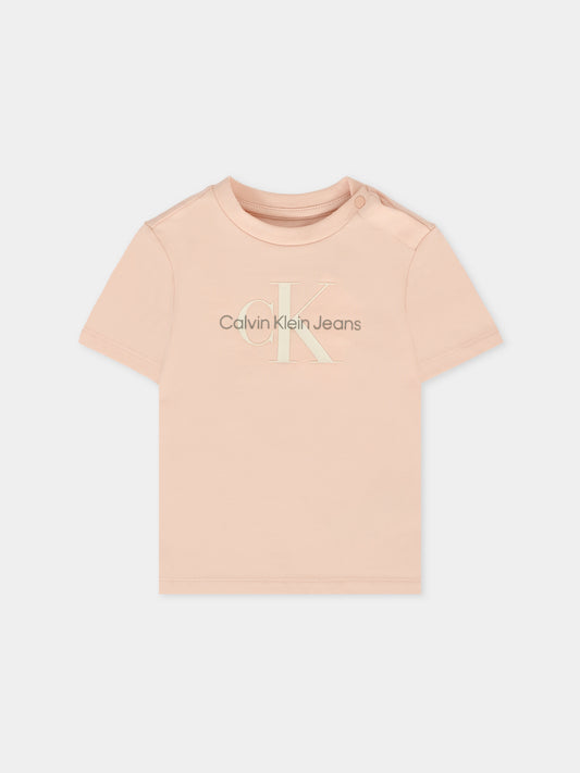 T-shirt rosa per neonata con logo,Calvin Klein Kids,25CCKIN0IN00001 TGI