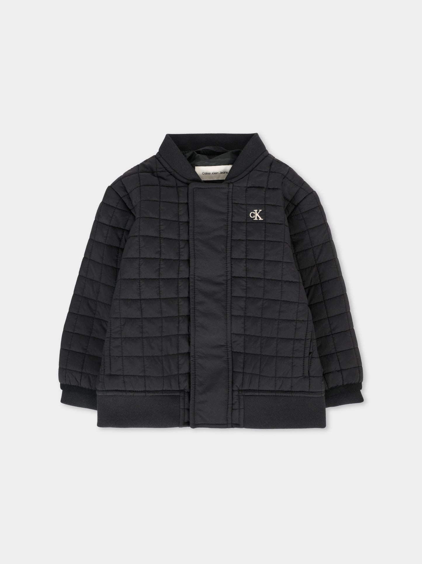 Bomber nero per neonati con logo ricamato,Calvin Klein Kids,25CCKIN0IN00246 BEH