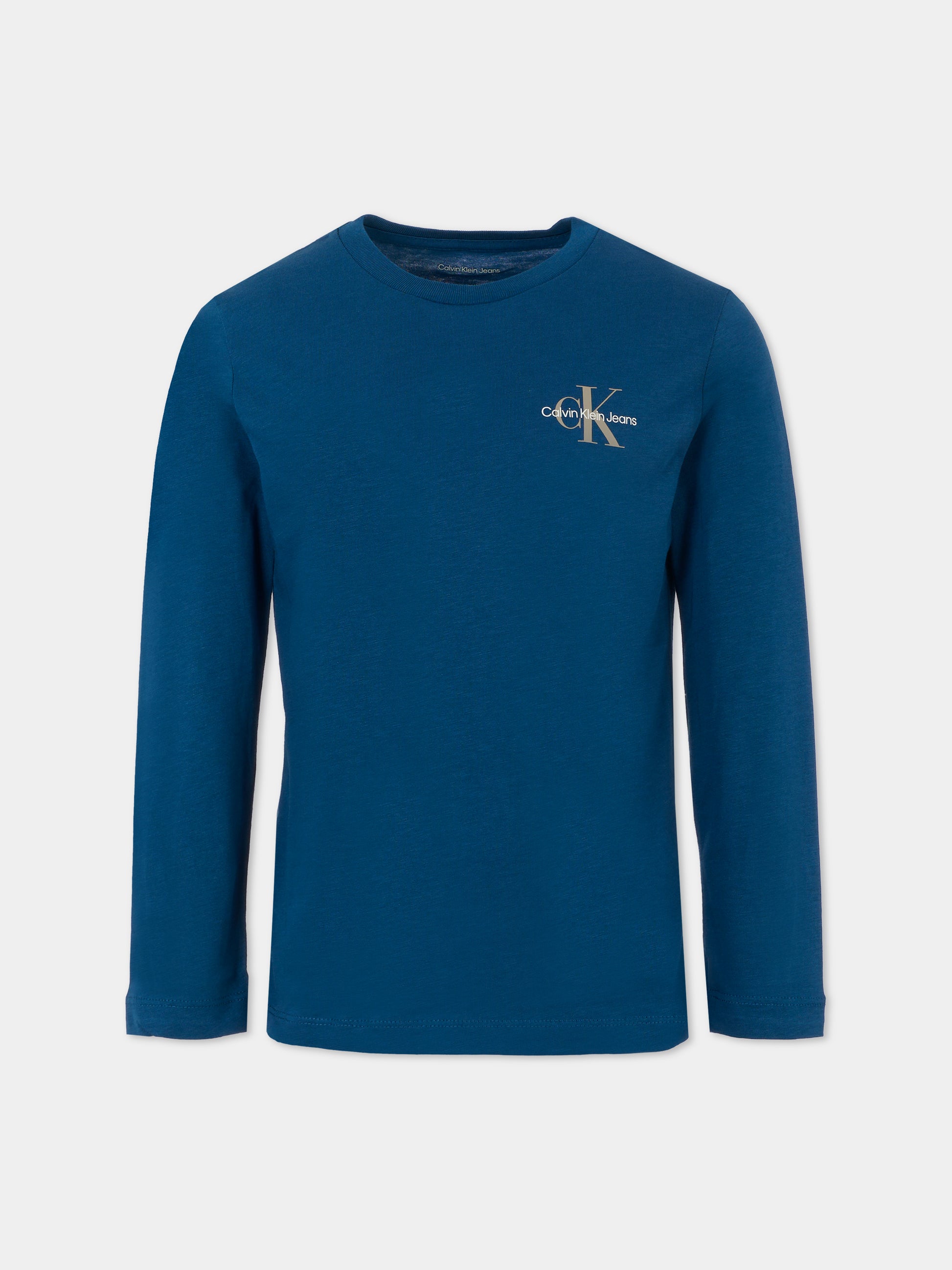 T-shirt blu per bambino con logo,Calvin Klein Kids,25CCKIU0IU00677 C3I