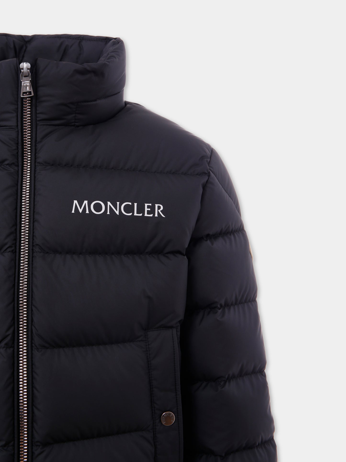 Piumino Bajan nero per bambino con logo,Moncler Kids,K2954 - 1A00026 - 597X2 999