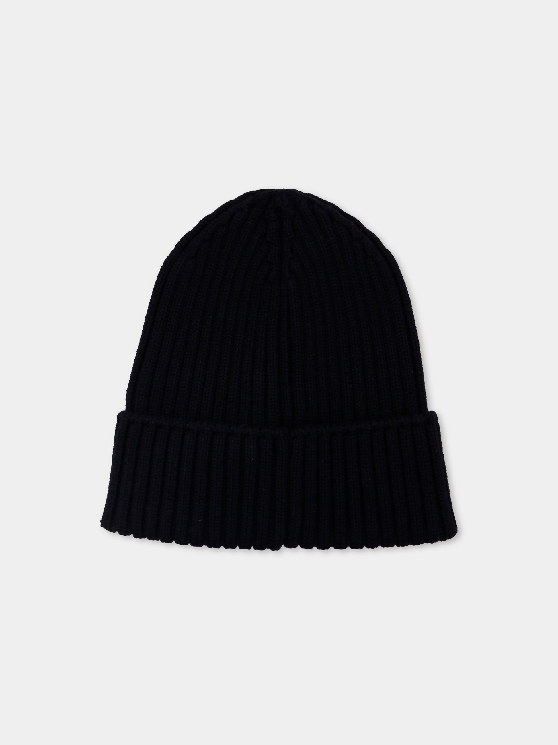 Berretto nero per bambini con logo,Moncler Kids,K2954 - 3B00009 - M1131 999