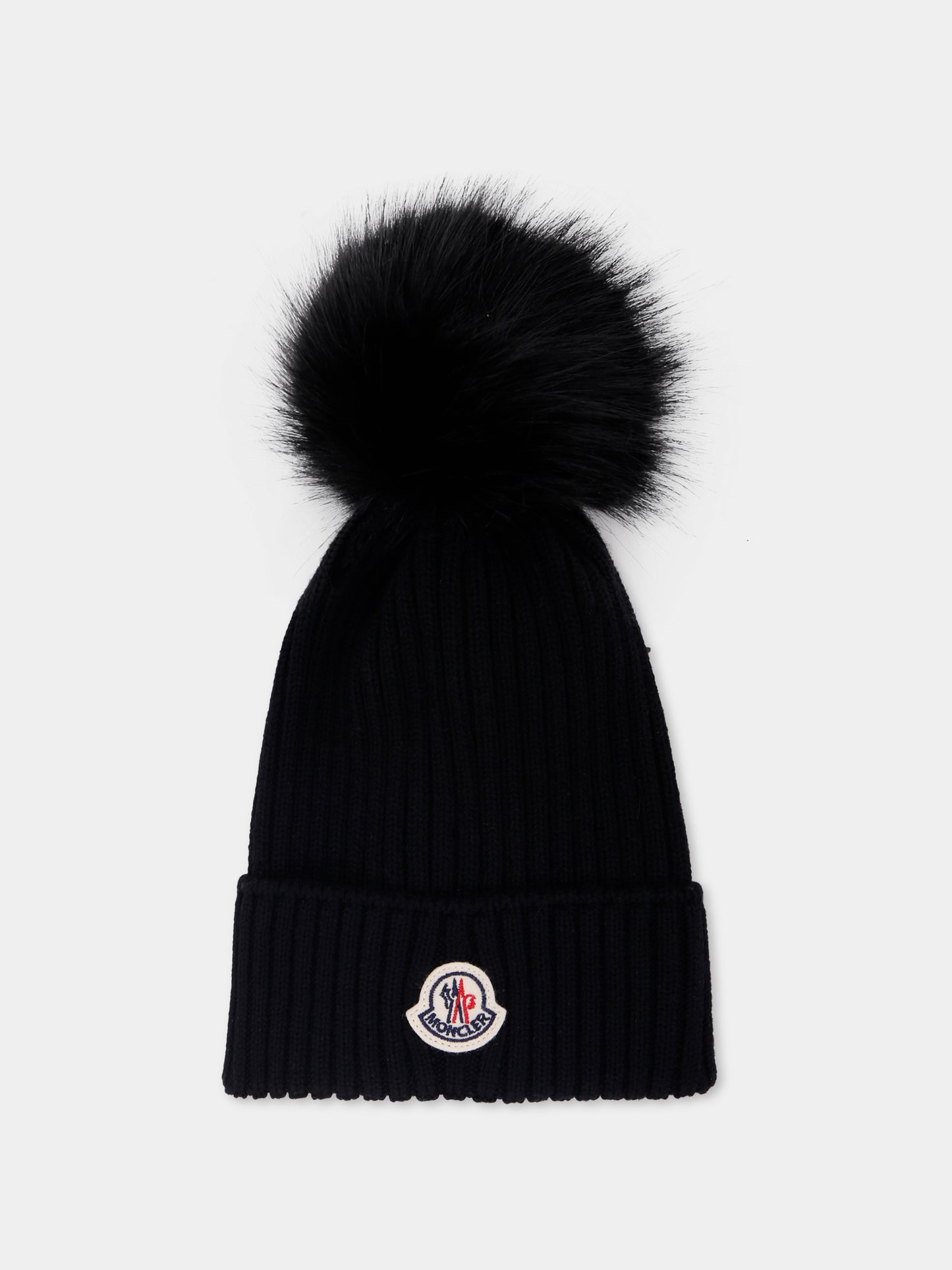 Berretto nero per bambini con pompon,Moncler Kids,K2954 - 3B00011 - M1131 999