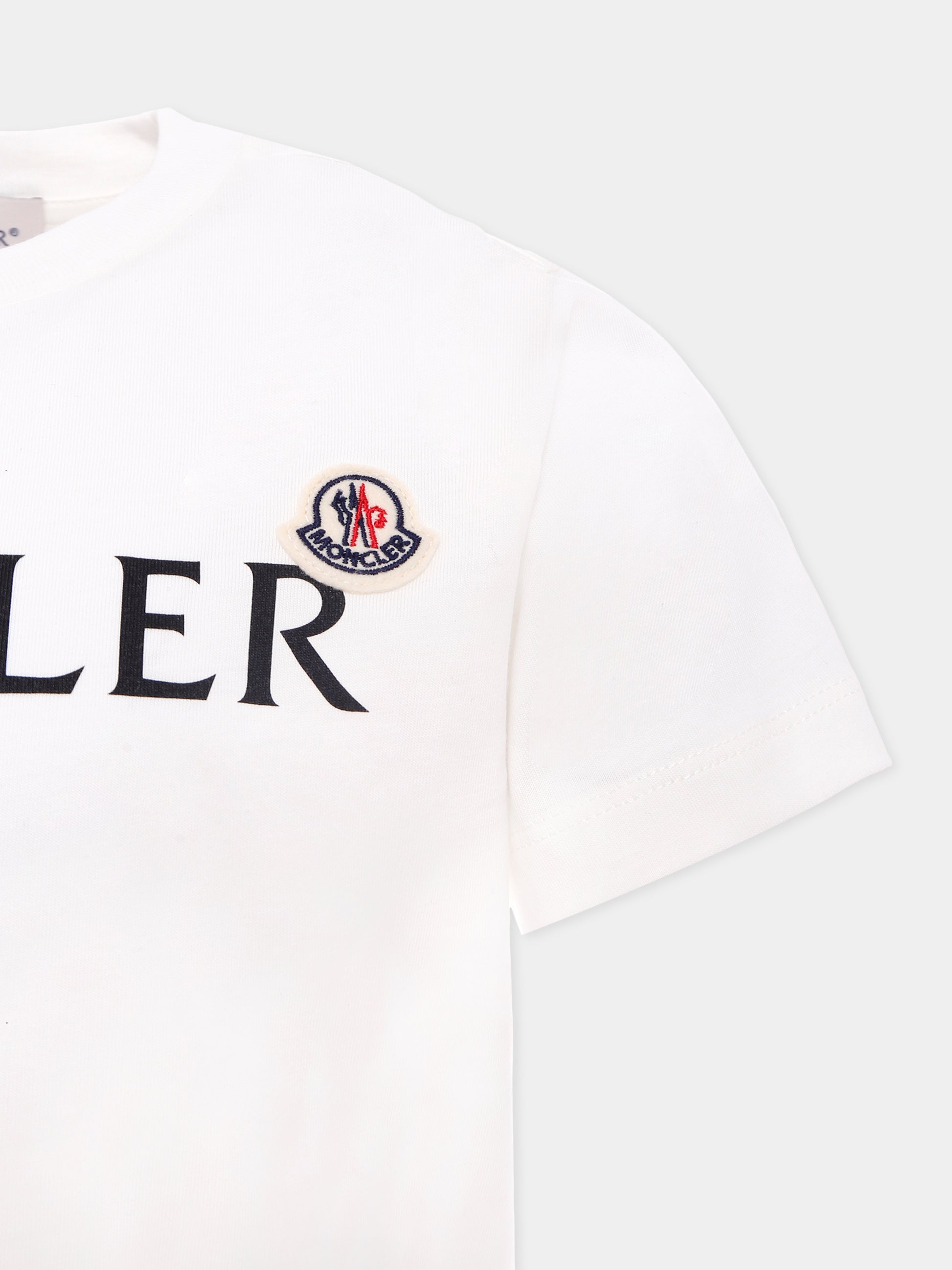 T-shirt bianca per bambini con logo,Moncler Kids,K2954 - 8C00018 - 89AFV 034