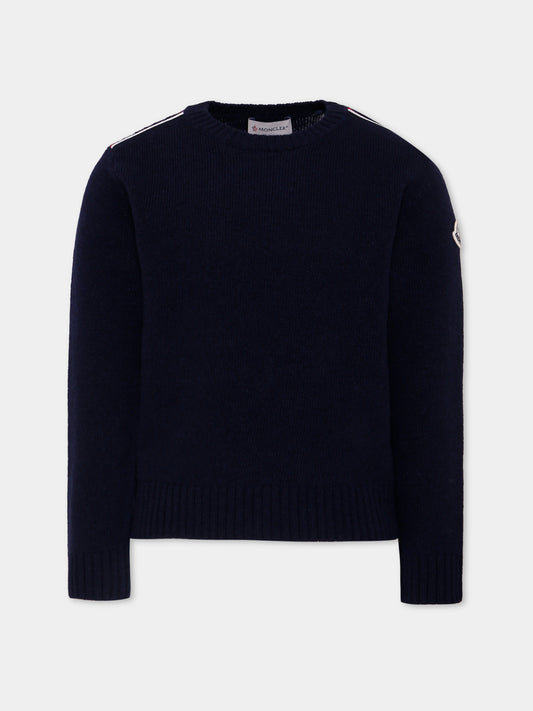 Maglione blu per bambino con logo,Moncler Kids,K2954 - 9C00001 - M1241 745