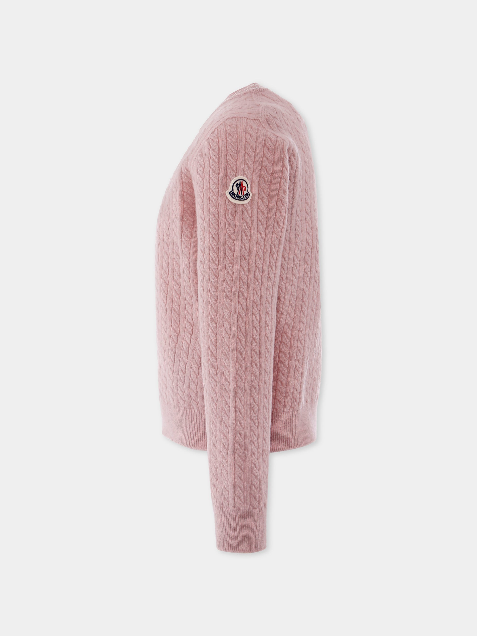 Maglione rosa per bambina con logo,Moncler Kids,K2954 - 9C00006 - M1241 50M