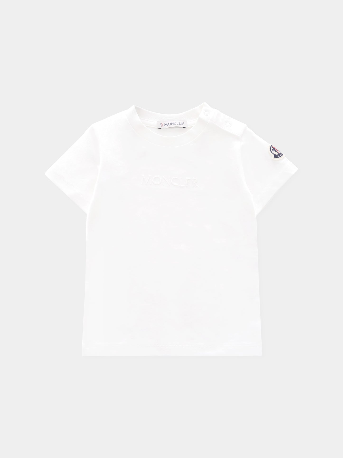 T-shirt bianca per neonati con logo ricamato,Moncler Kids,K2951 - 8C00005 - 89AUM 034