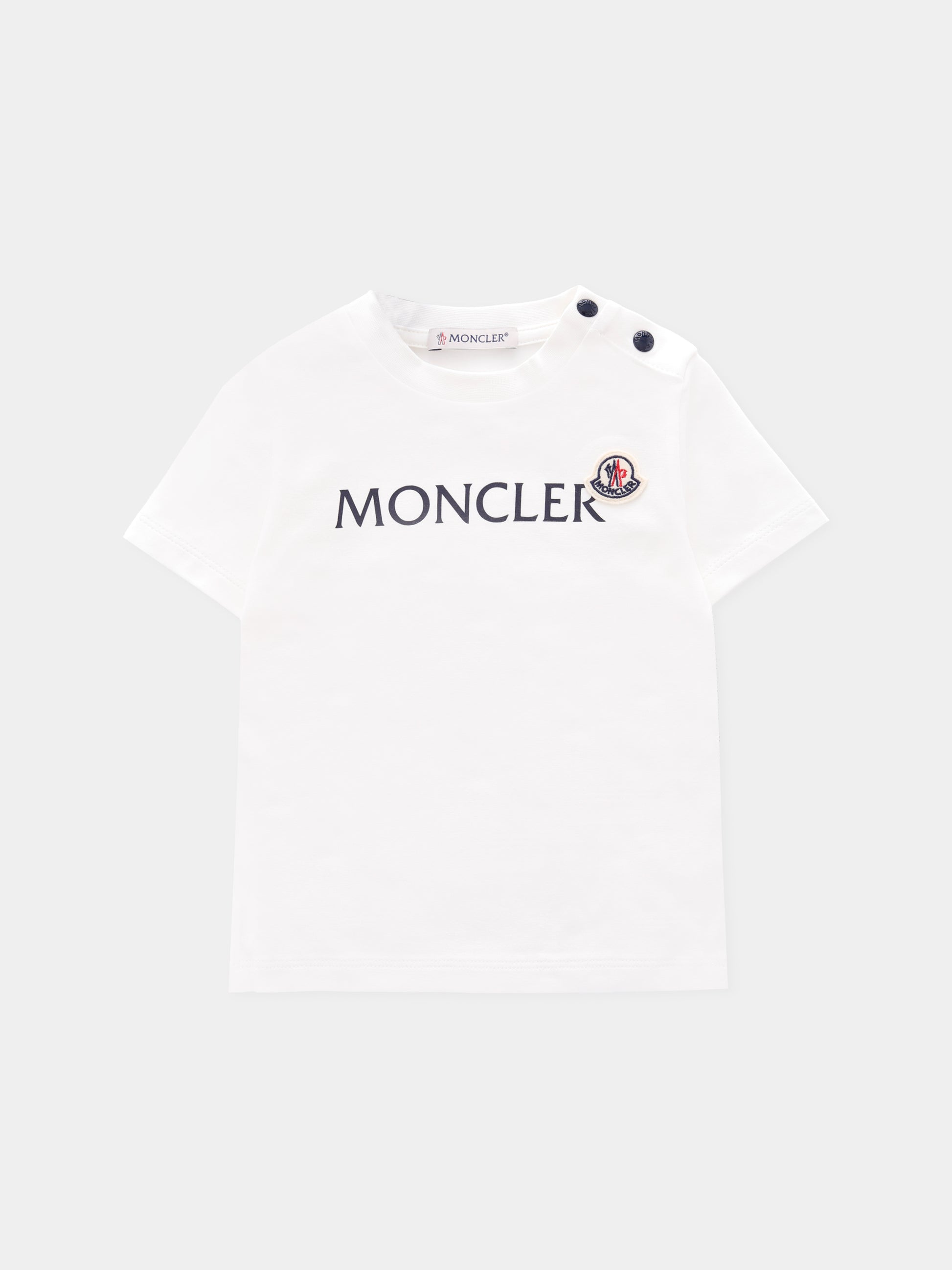 T-shirt bianca per neonati con logo,Moncler Kids,K2951 - 8C00006 - 89AUM 034