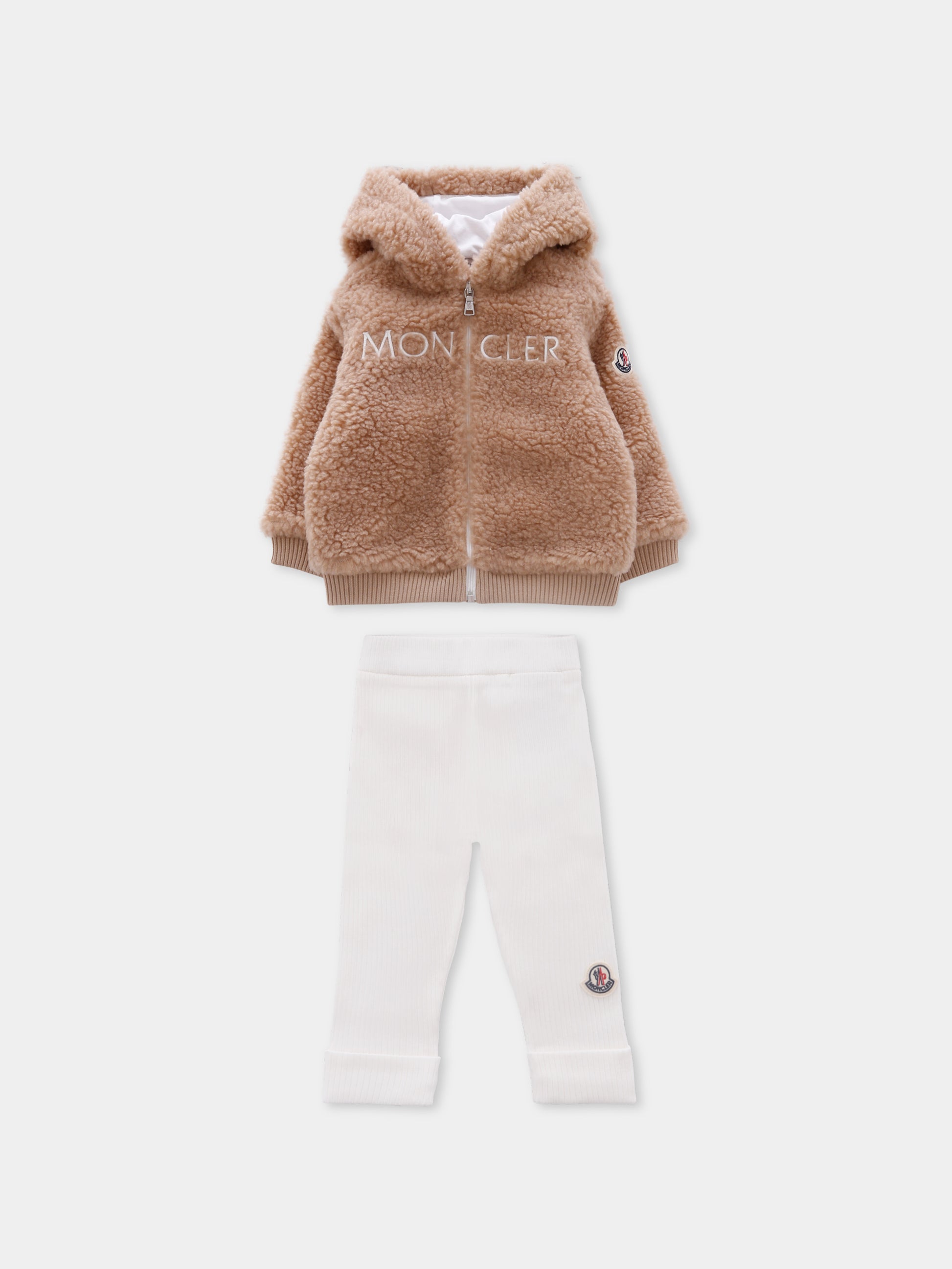 Completo beige per neonati con logo,Moncler Kids,K2951 - 8M00003 - 89A3X 239