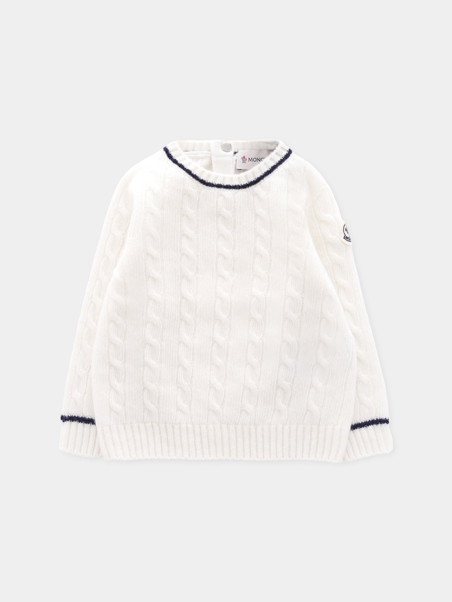 Maglione bianco per neonati con logo,Moncler Kids,K2951 - 9C00006 - M1241 035