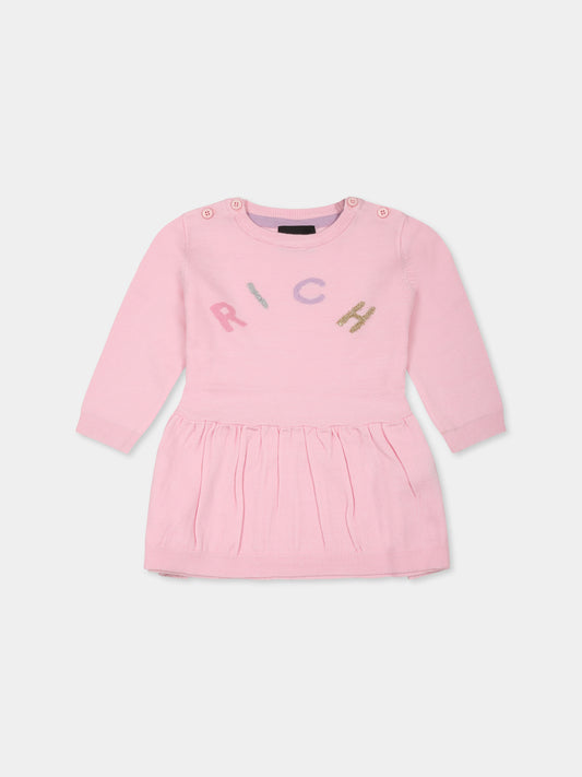 Vestito rosa per neonata con logo,Richmond,RIA24056VE  PINK LIGHT