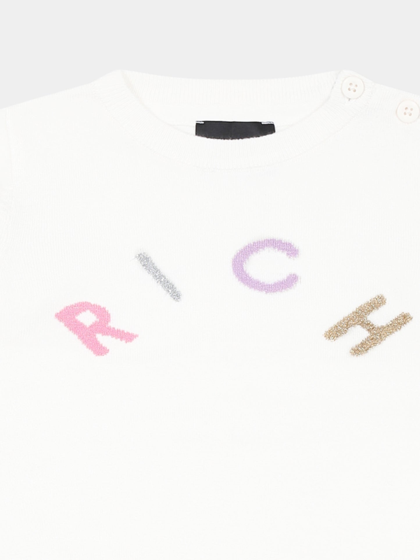 Maglione bianco per neonata con logo,Richmond,RIA24057MA OFF-WHITE