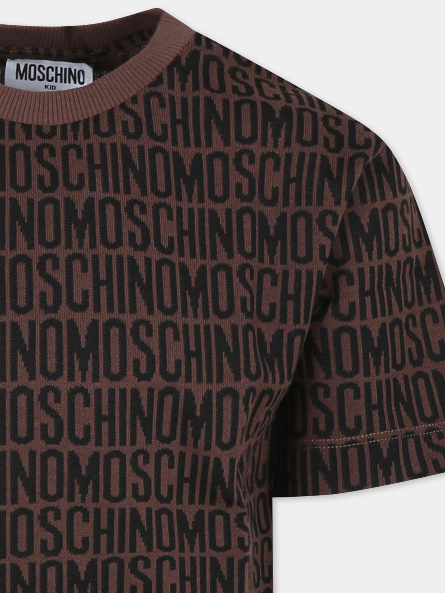 T-shirt marrone per bambini con logo all over,Moschino Kids,H5M03R 86196 86196