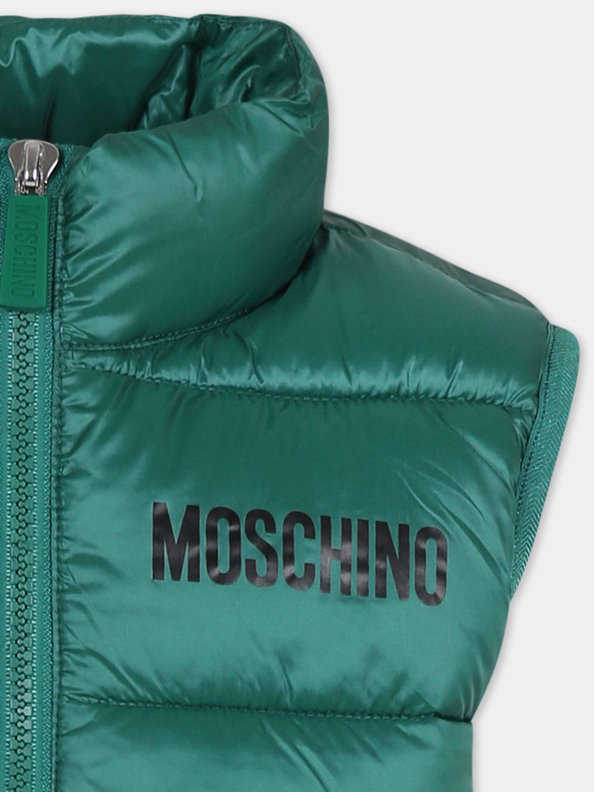 Gilet verde per bambini con tre Teddy Bears,Moschino Kids,HPS02K L3A32 30139