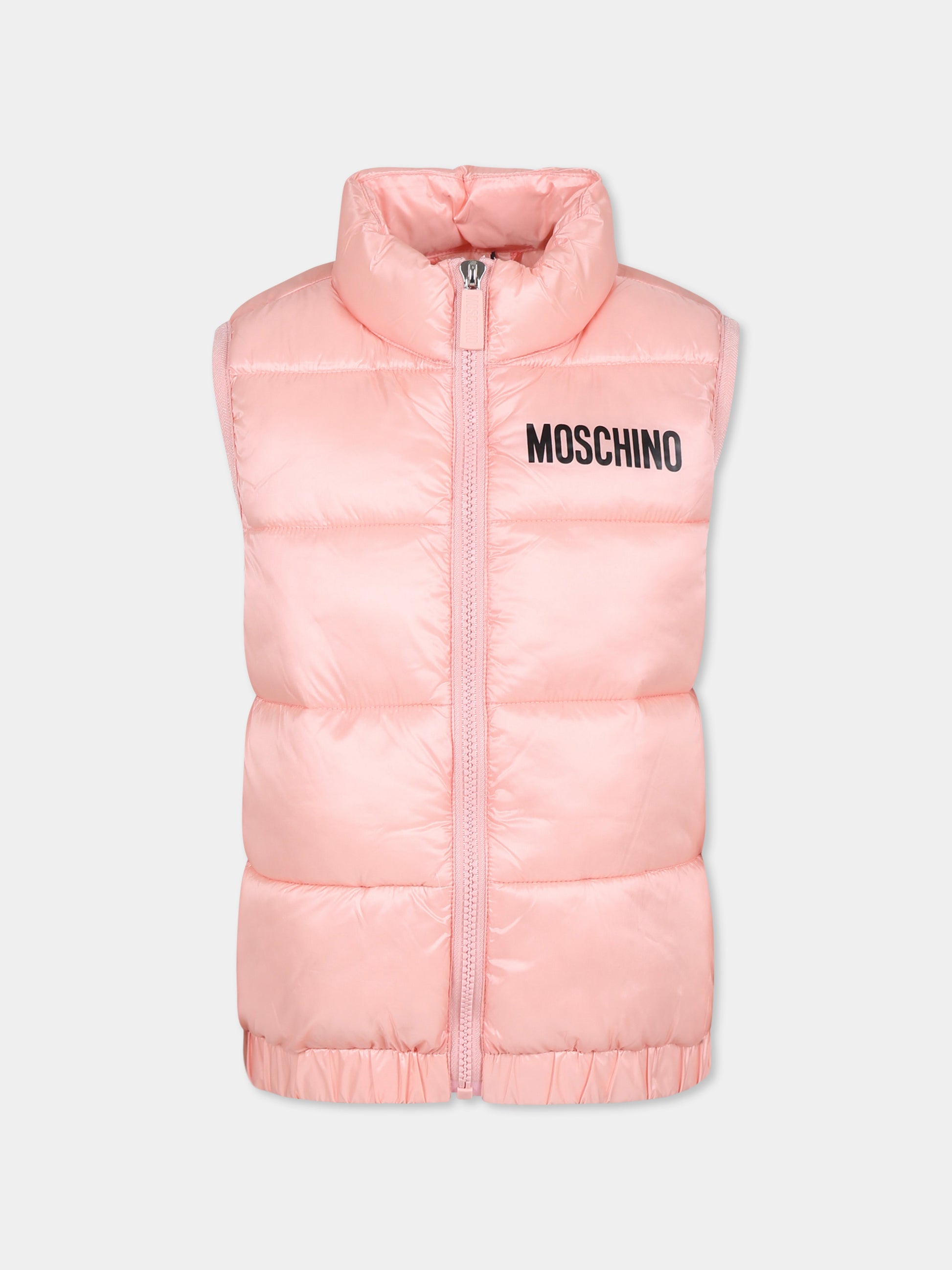 Gilet rosa per bambina con tre Teddy Bears,Moschino Kids,HPS02K L3A32 50209