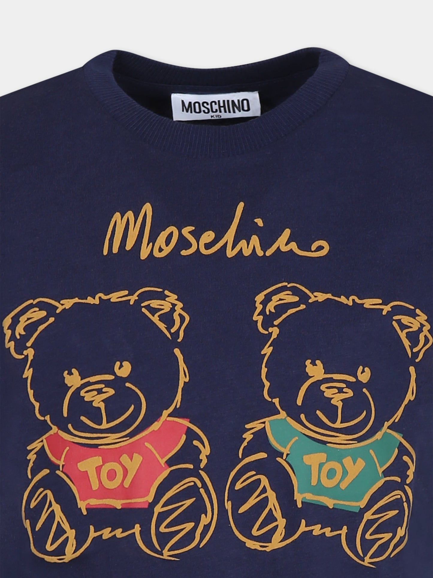 T-shirt blu per bambini con due Teddy Bears,Moschino Kids,HWM04K LAA01 40016