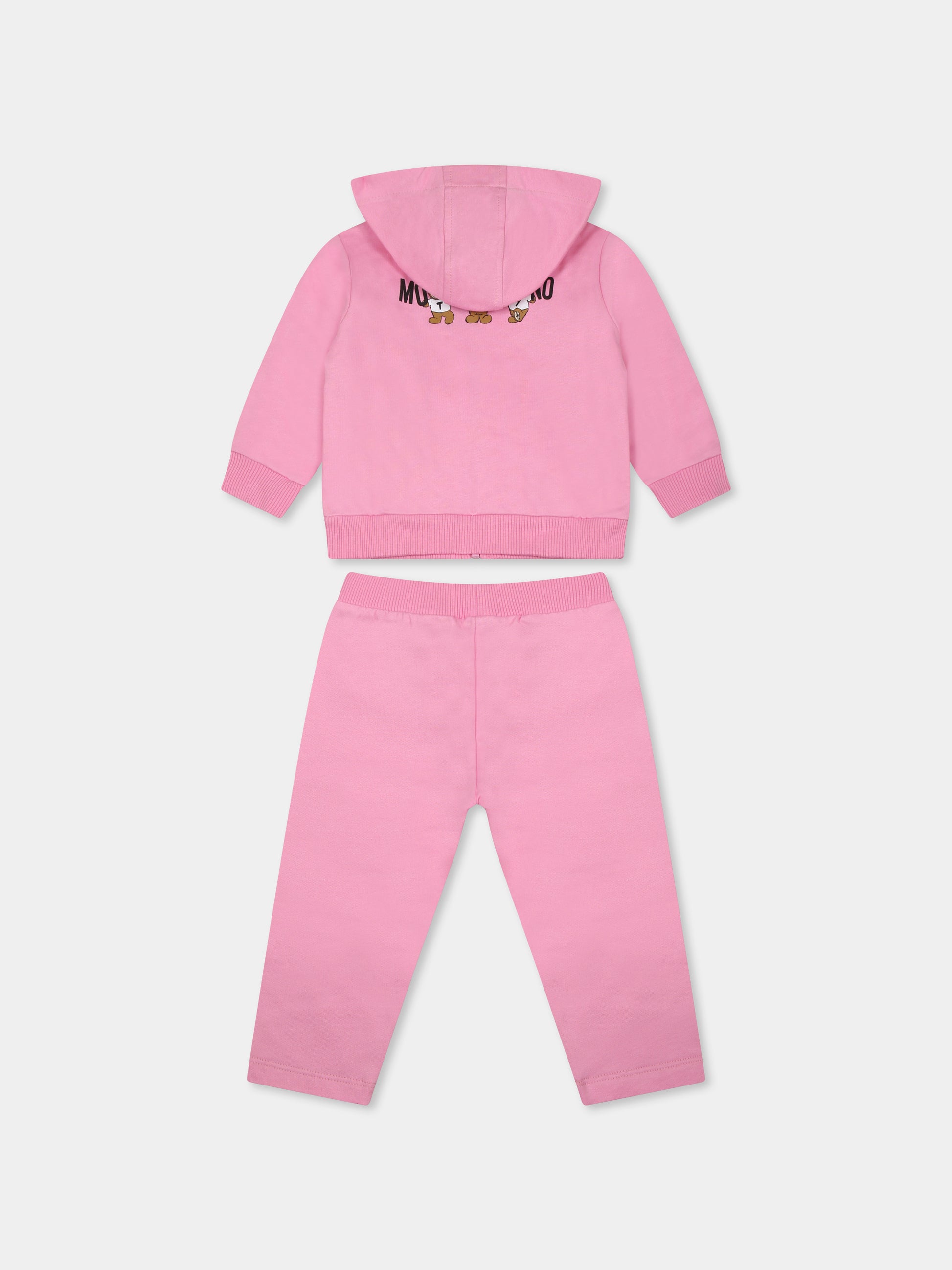 Completo rosa per neonata con tre Teddy Bears,Moschino Kids,MUK04Y LCA40 50243