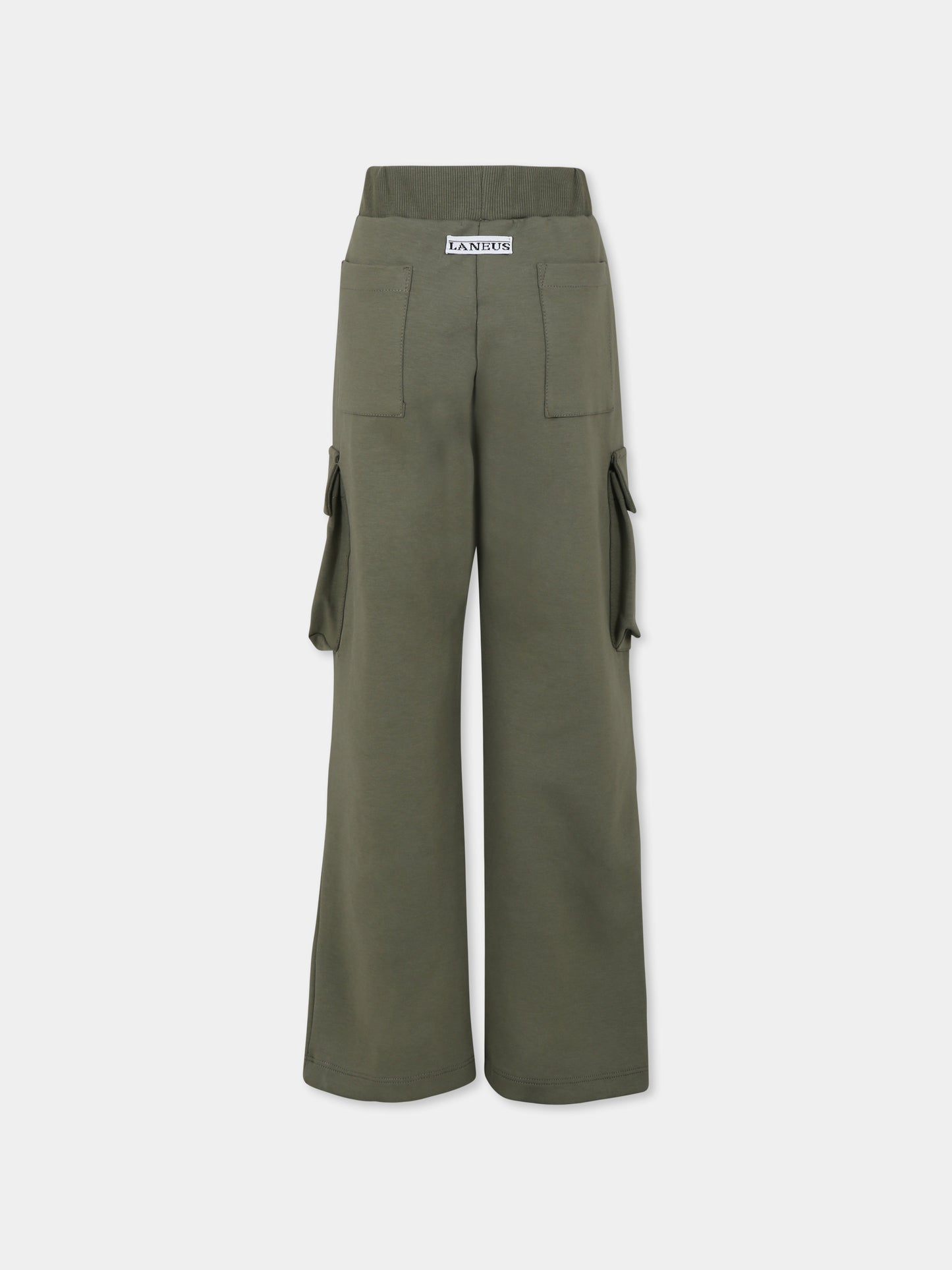 Pantaloni cargo verdi per bambini con patch logato,Laneus Kids,F5LKJUFP076 269