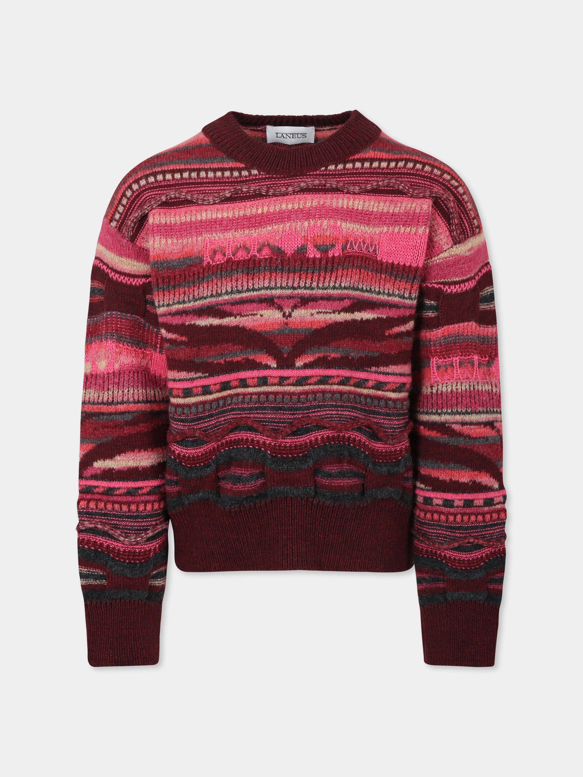 Maglione multicolor per bambina con patch logato,Laneus Kids,F5LKJGJP060 039