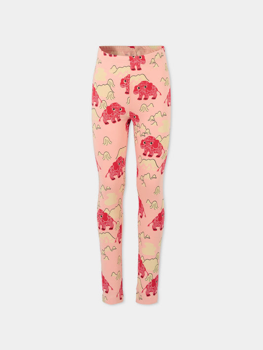 Leggings rosa per bambina con elefante,Mini Rodini,2573012228