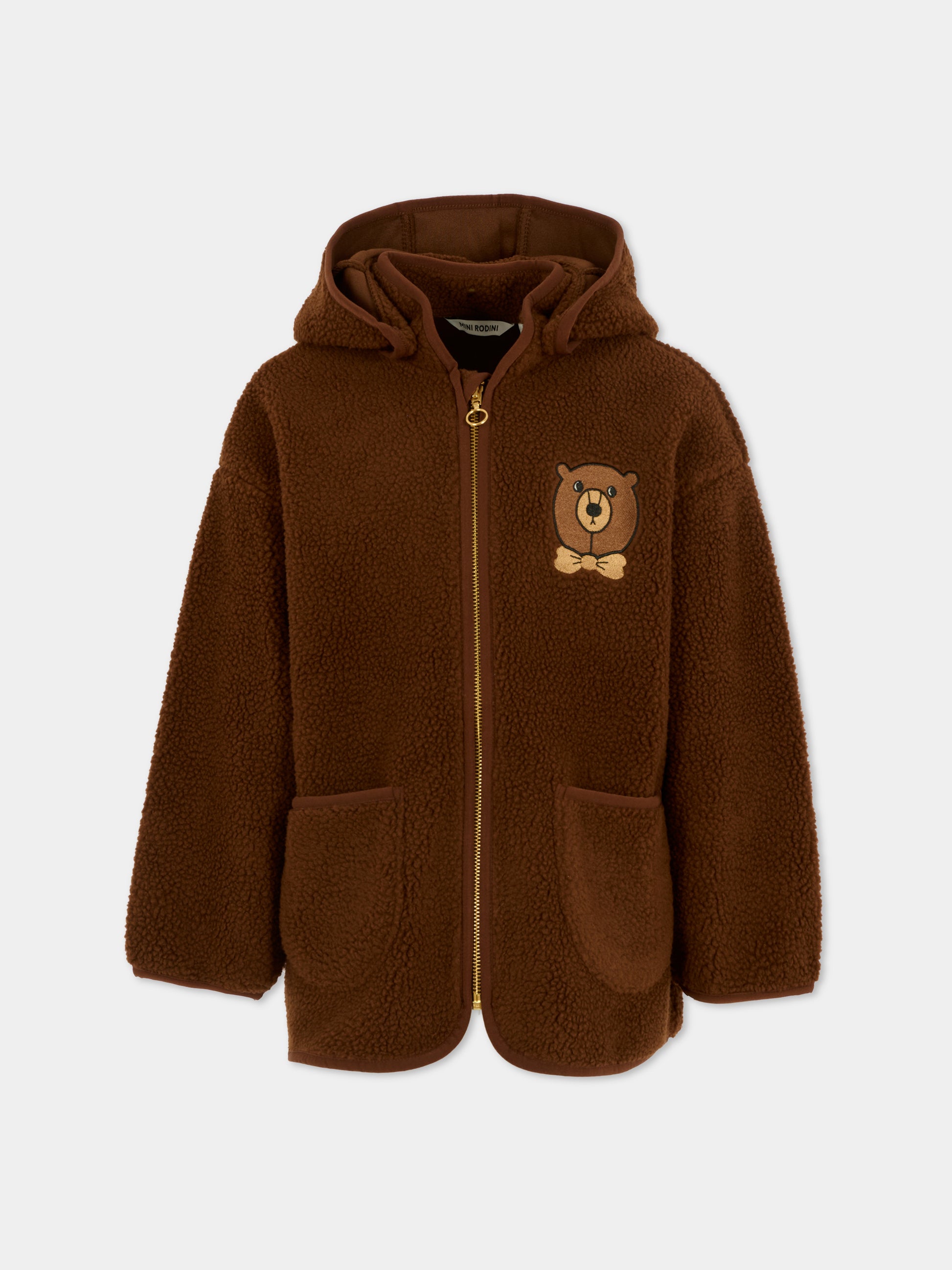 Ecopelliccia marrone per bambini con orso,Mini Rodini,2571012216