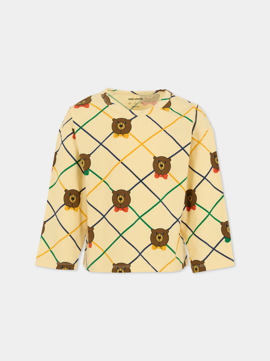 T-shirt avorio per bambini con orso all over,Mini Rodini,2572014911