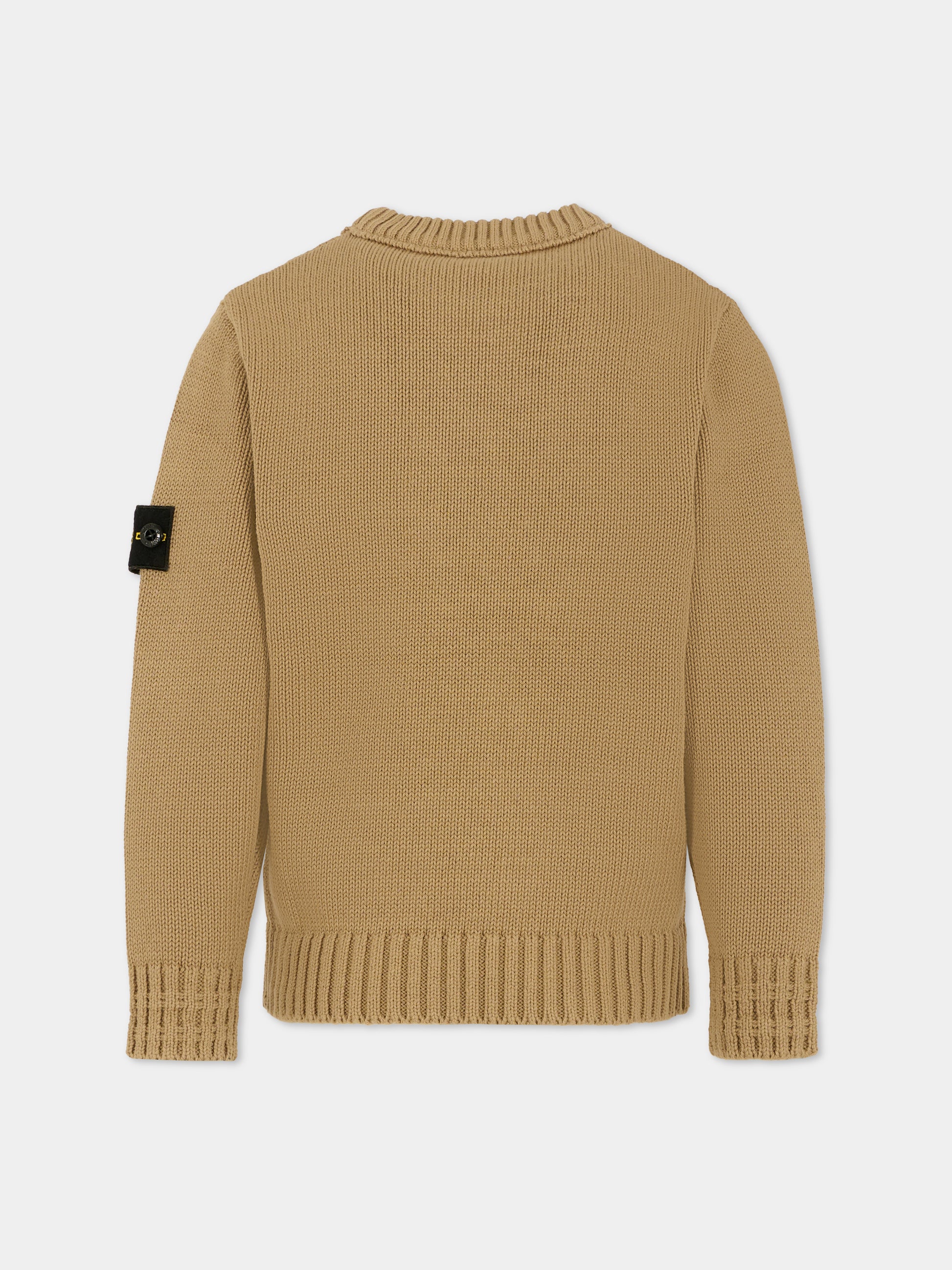 Maglione beige per bambino con bussola,Stone Island Junior,K2S16 5100019 S01A2 - V0095