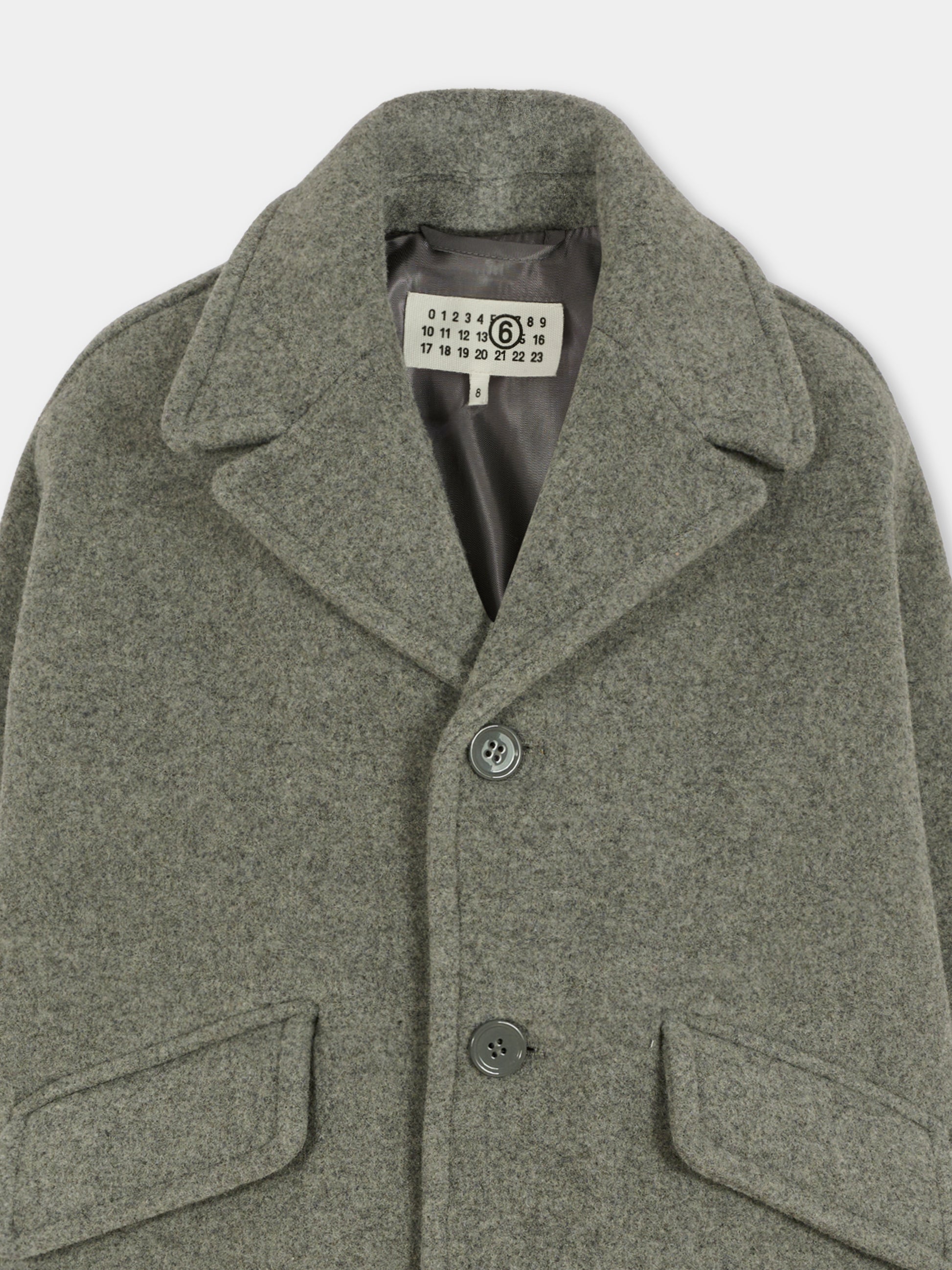 Cappotto grigio per bambini con logo,Mm6 Maison Margiela,M60833-MM00W-M6911