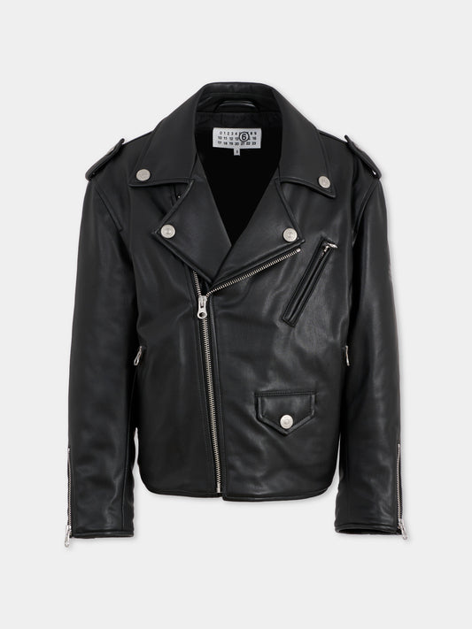 Giubbotto nero per bambini con logo,Mm6 Maison Margiela,M60835-MM01Y-M6900