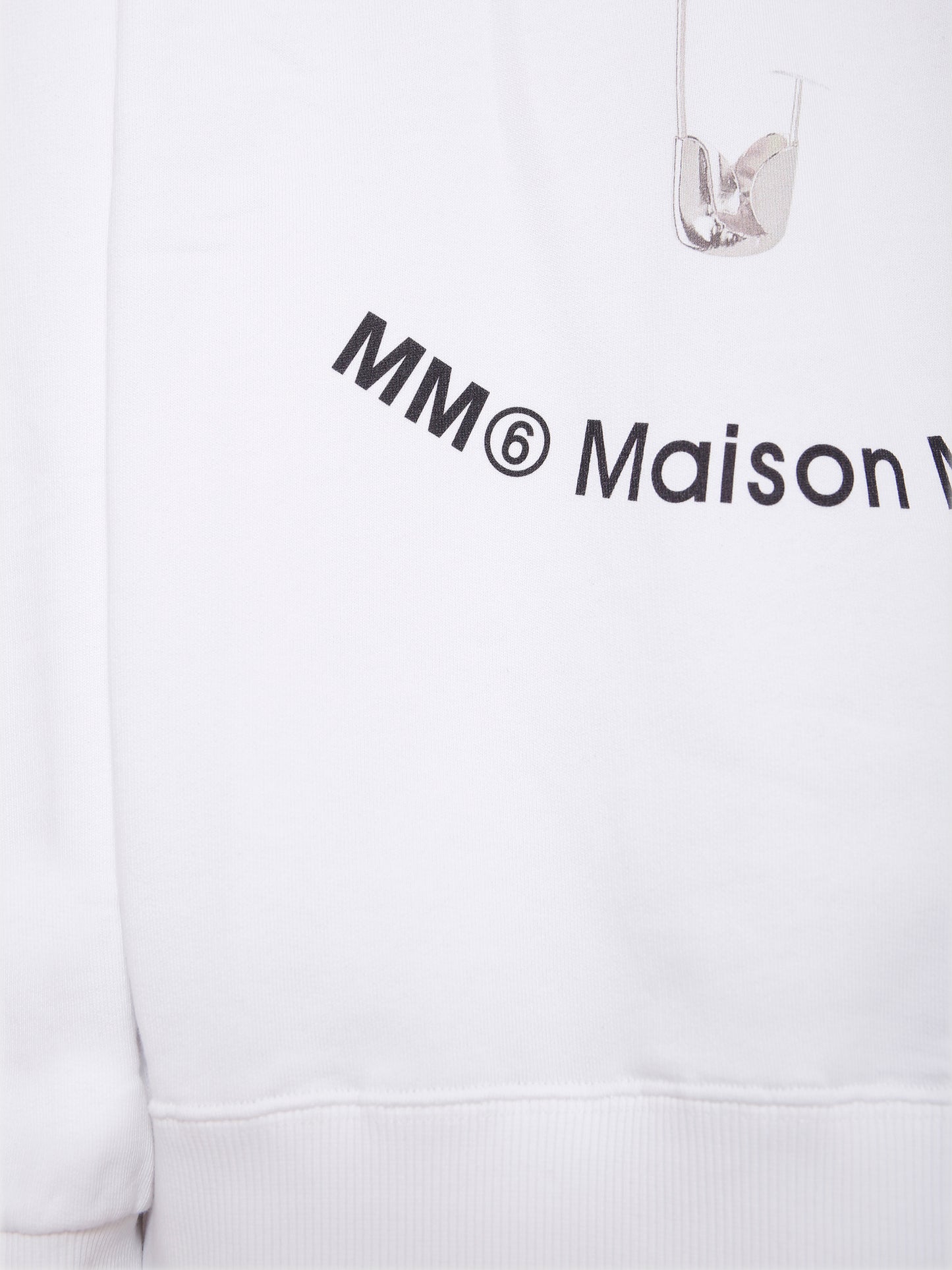 Felpa bianca per bambini con spilla da balia,Mm6 Maison Margiela,M60868-MM04H-M6100