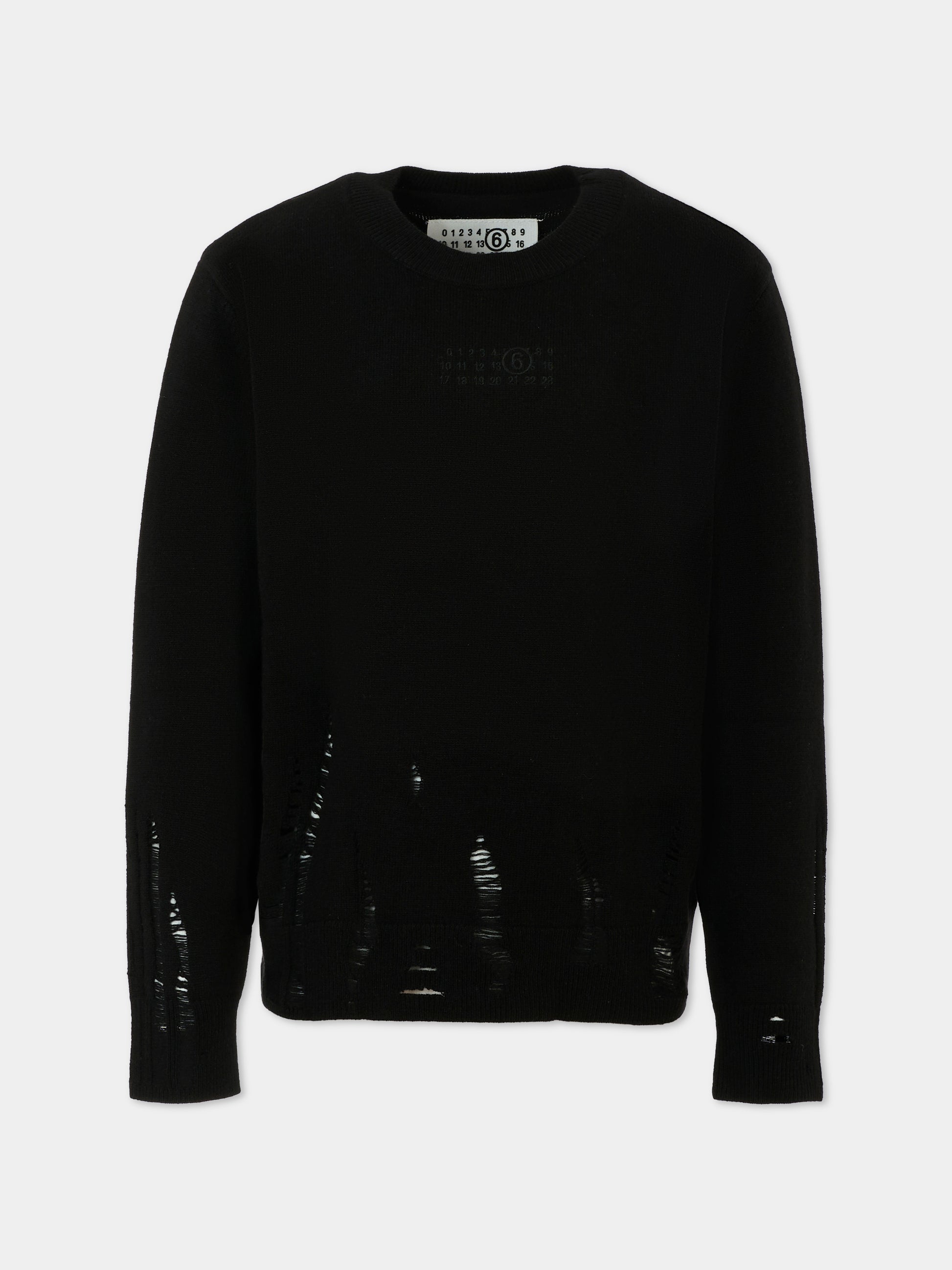 Maglione nero per bambini con logo,Mm6 Maison Margiela,M60877-MM06R-M6900