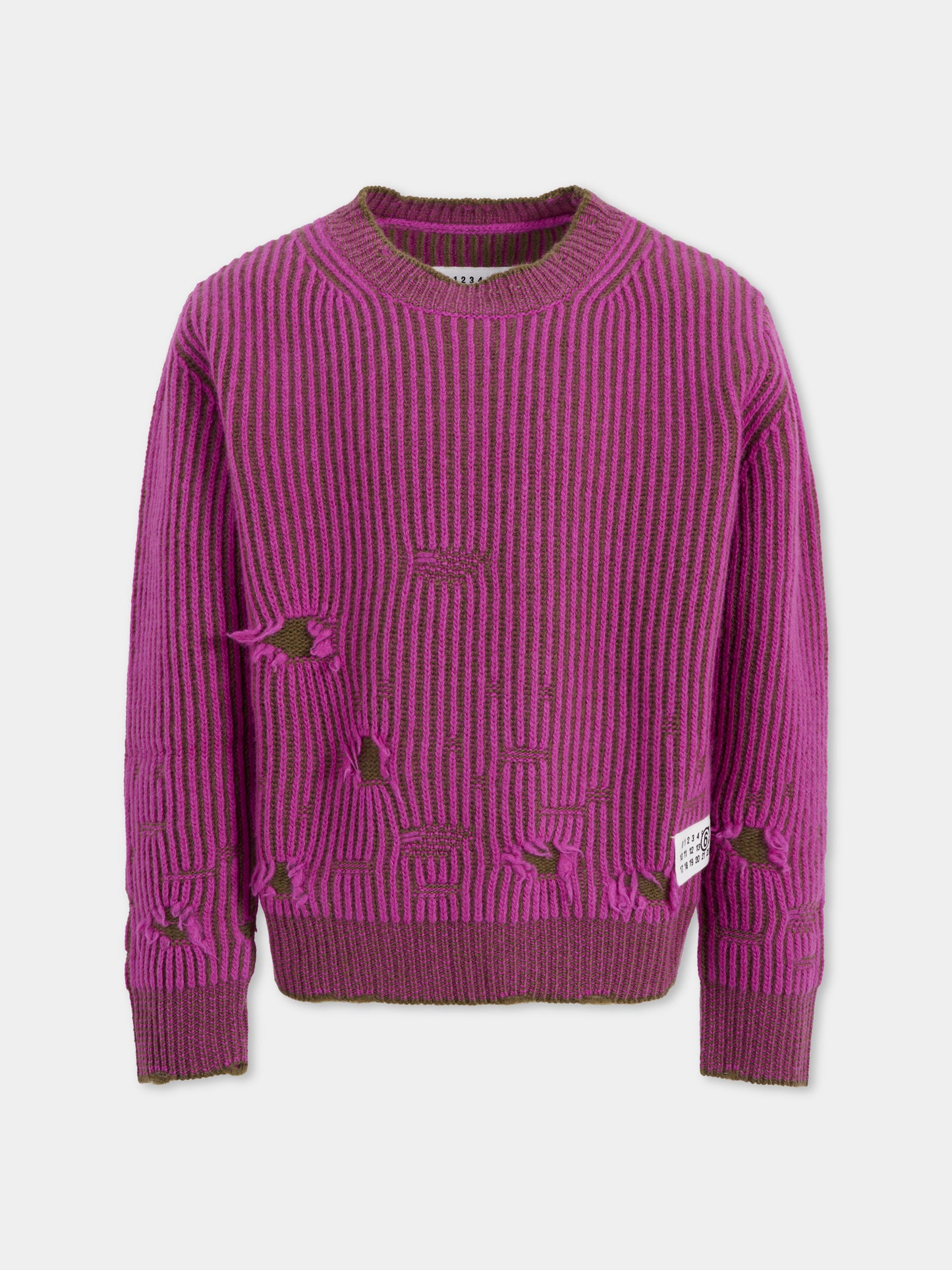 Maglione viola per bambina con logo,Mm6 Maison Margiela,M60881-MM06K-M6C40