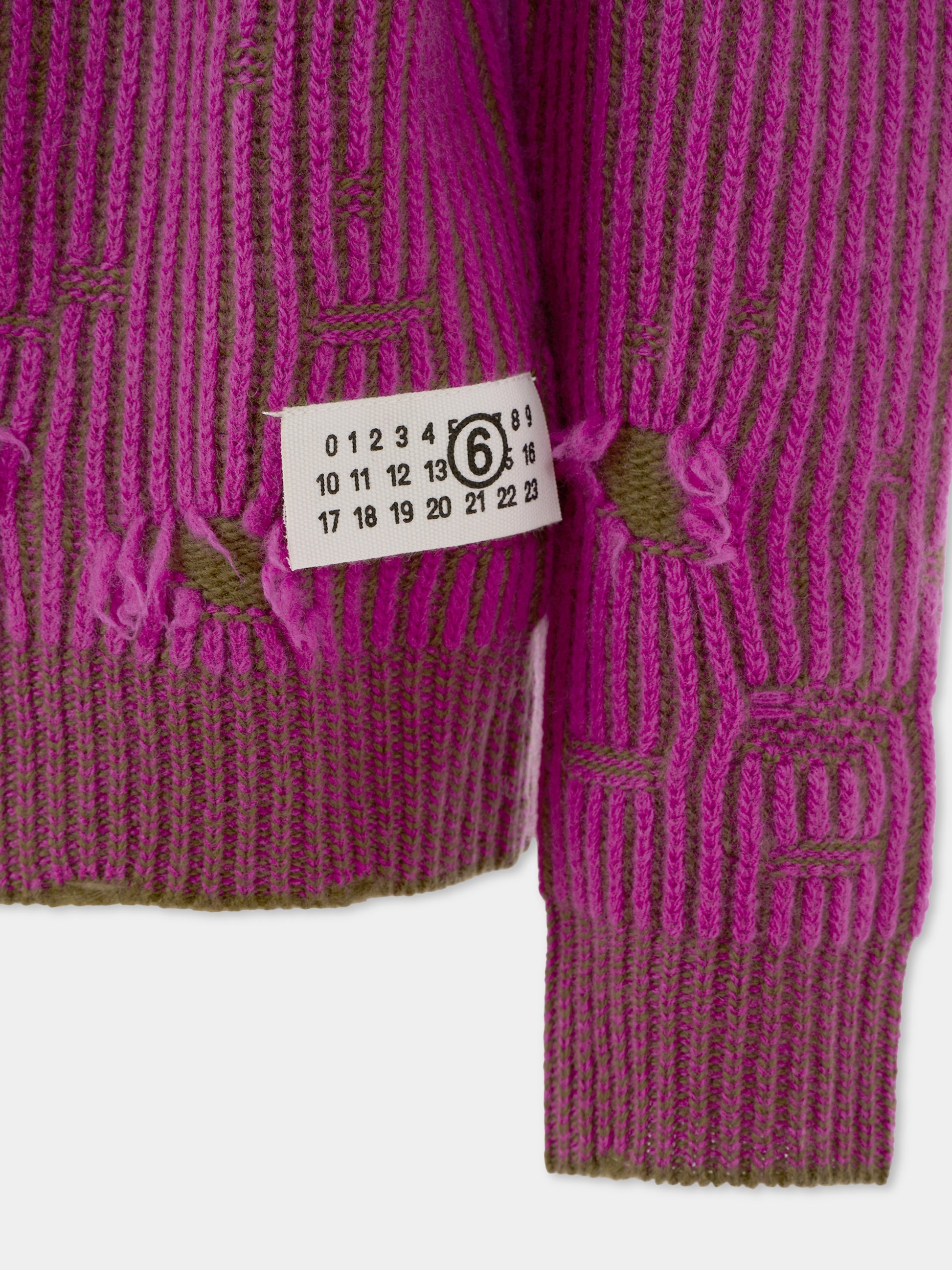 Maglione viola per bambina con logo,Mm6 Maison Margiela,M60881-MM06K-M6C40