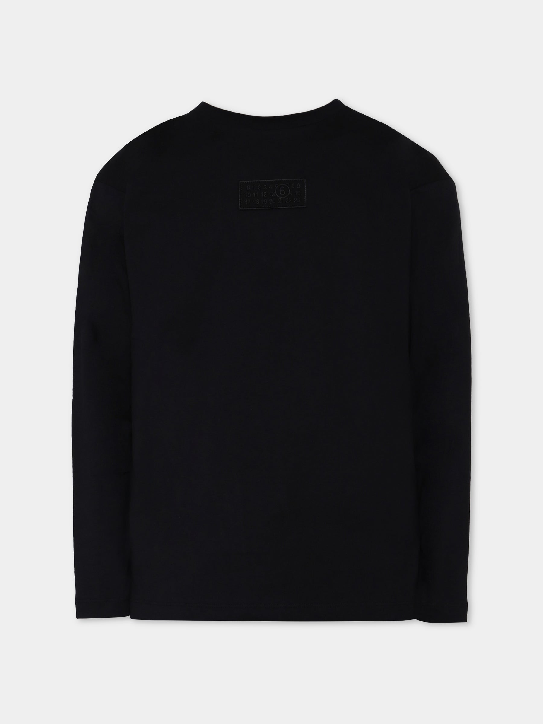 T-shirt nera per bambini con logo numerico,Mm6 Maison Margiela,M60910-MM04I-M6900