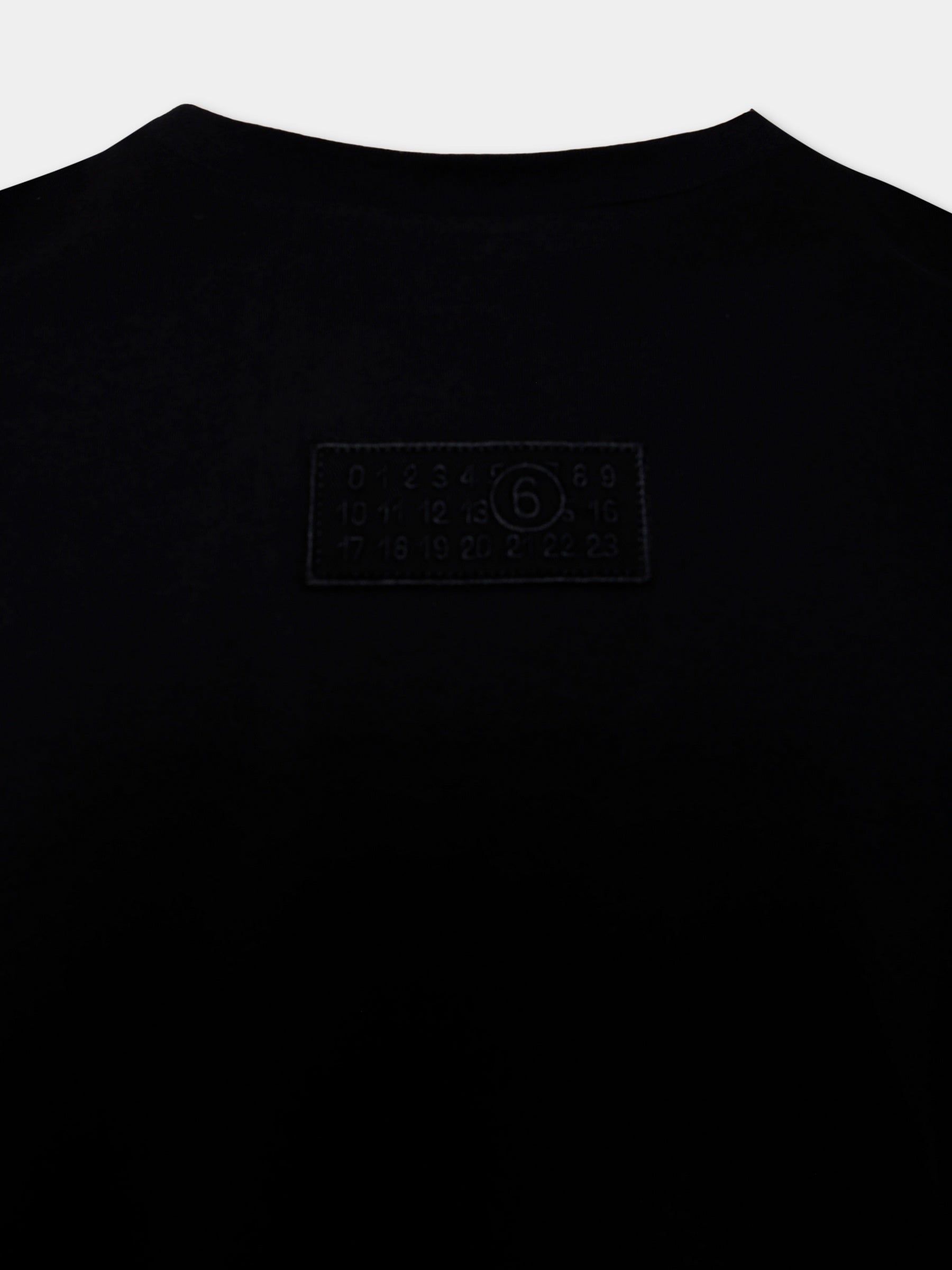 T-shirt nera per bambini con logo numerico,Mm6 Maison Margiela,M60910-MM04I-M6900