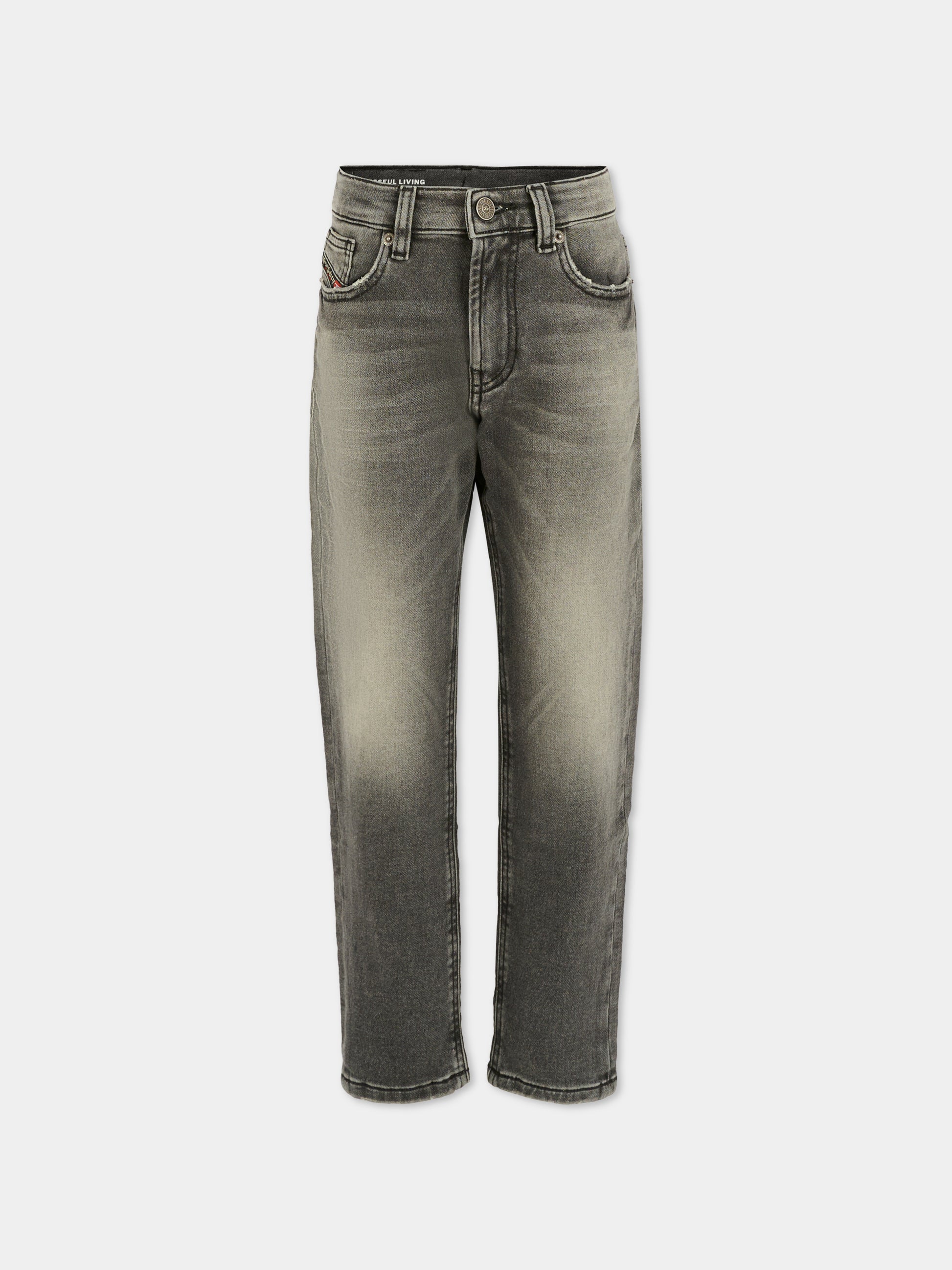 Jeans grigi per bambino con patch logato,Diesel,J00994-KXBRJ-K02