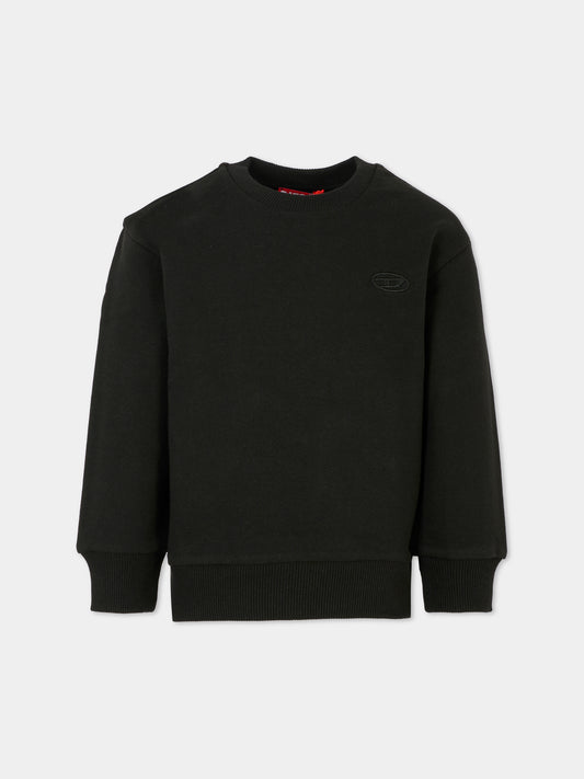 Felpa nera per bambino con logo ricamato,Diesel,J02274-0GYCJ-K900