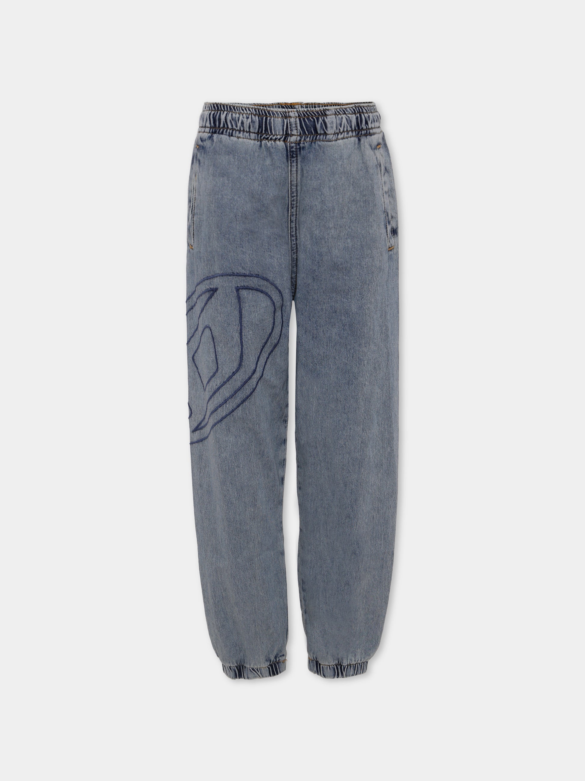 Jeans denim per bambino con logo ricamato,Diesel,J02353-KXBPS-K01