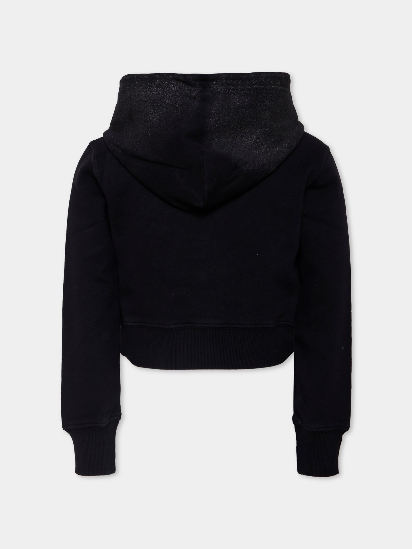 Felpa crop nera per bambian con logo,Diesel,J02376-KYAZU-K900