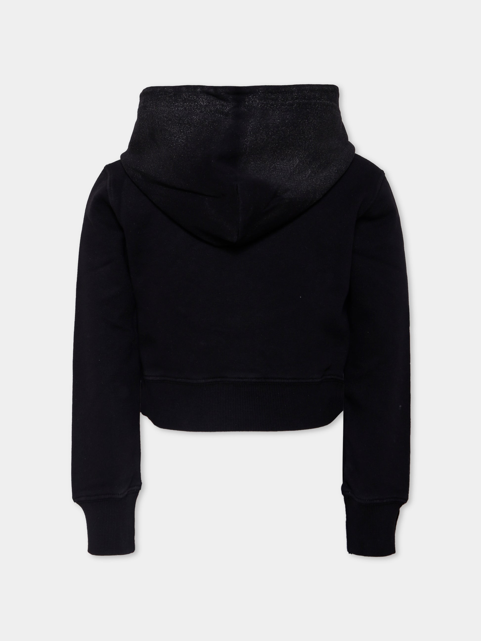 Felpa crop nera per bambian con logo,Diesel,J02376-KYAZU-K900