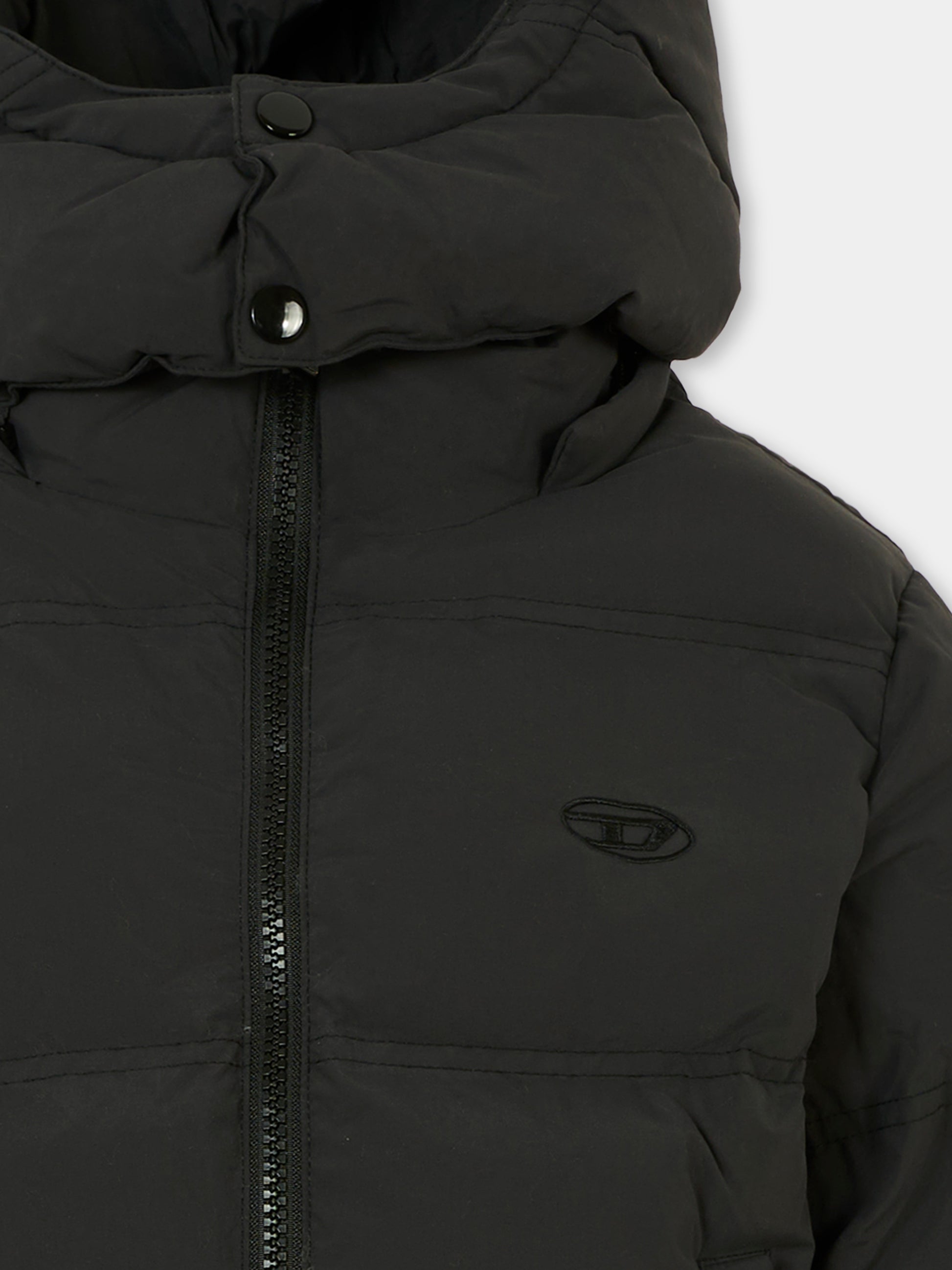 Piumino nero per bambini con logo,Diesel,J02422-KXBQ0-K900