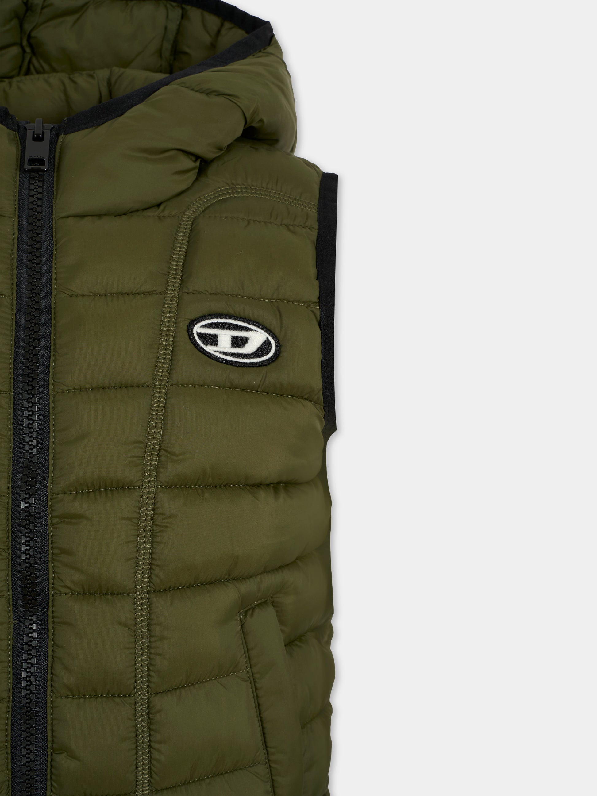 Gilet verde per bambino con logo,Diesel,J02424-KXBRD-K513