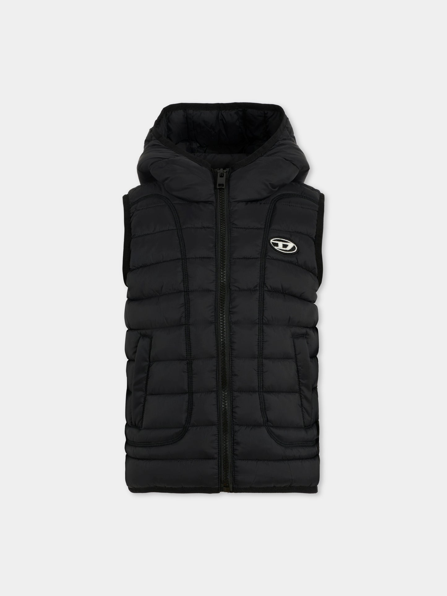 Gilet nero per bambino con logo,Diesel,J02424-KXBRD-K900