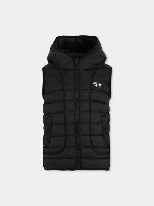 Gilet nero per bambino con logo,Diesel,J02424-KXBRD-K900