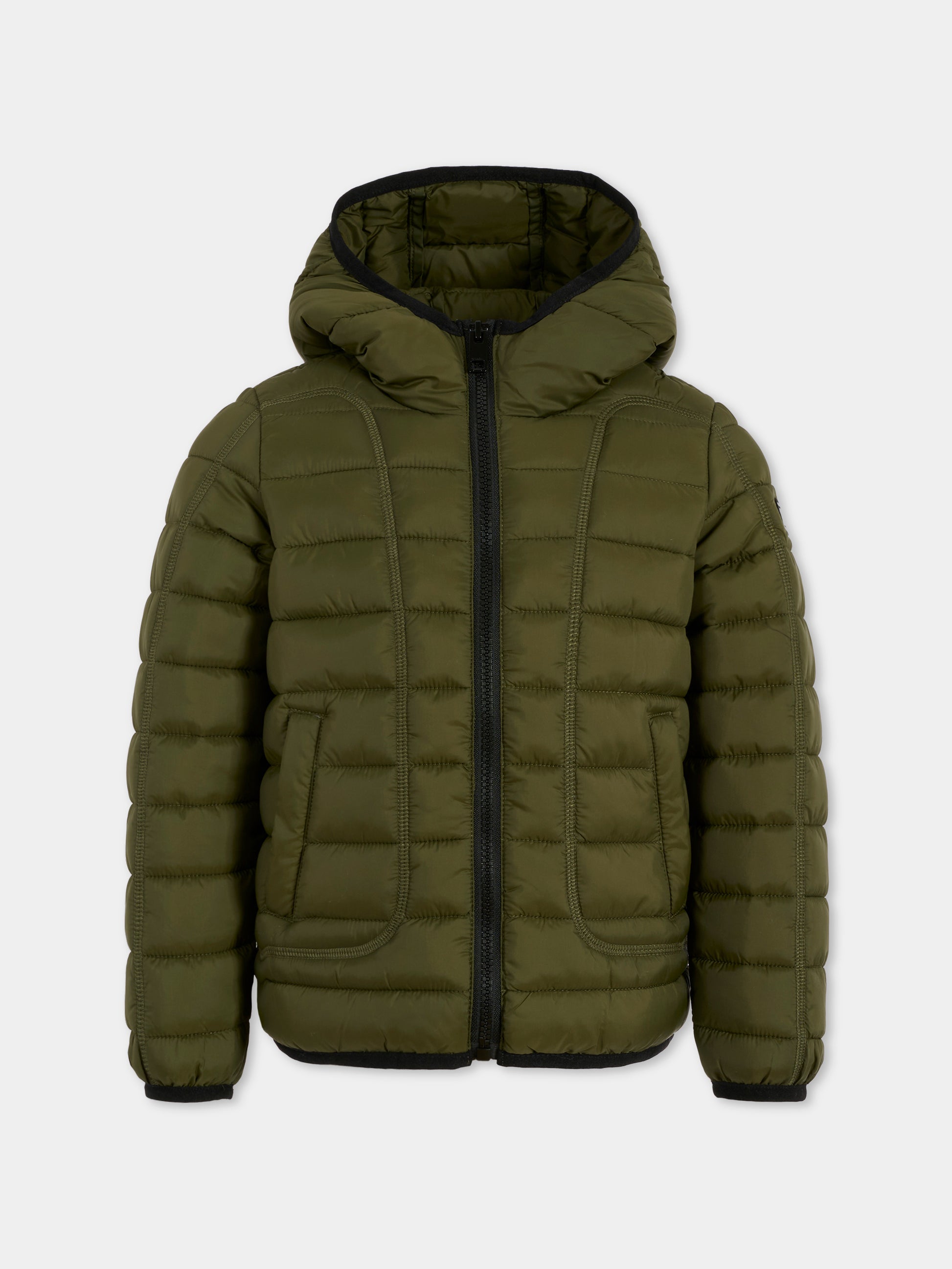 Piumino verde per bambino con logo,Diesel,J02425-KXBRD-K513