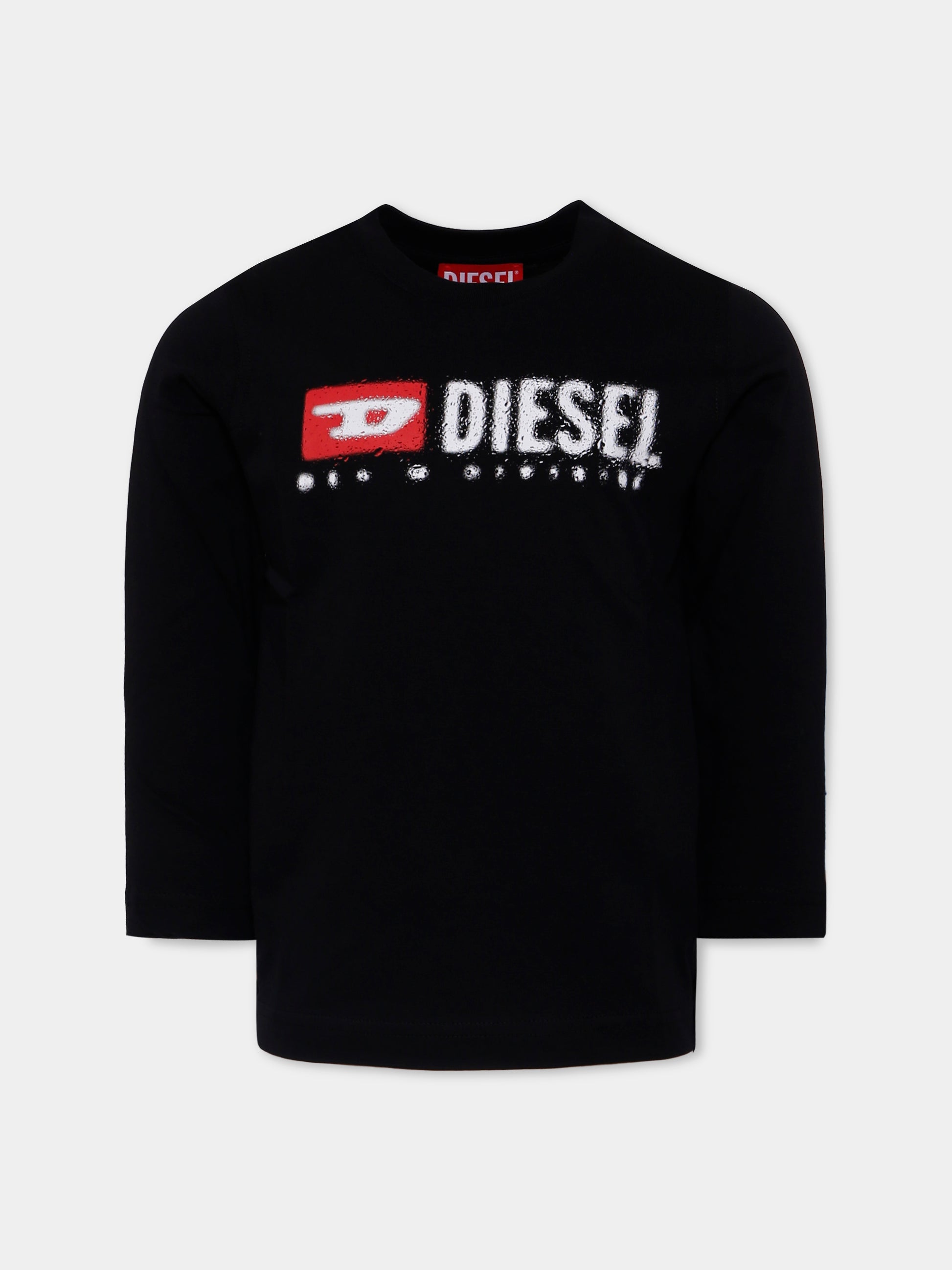 T-shirt nera per bambino con logo,Diesel,J02474-00YI9-K900