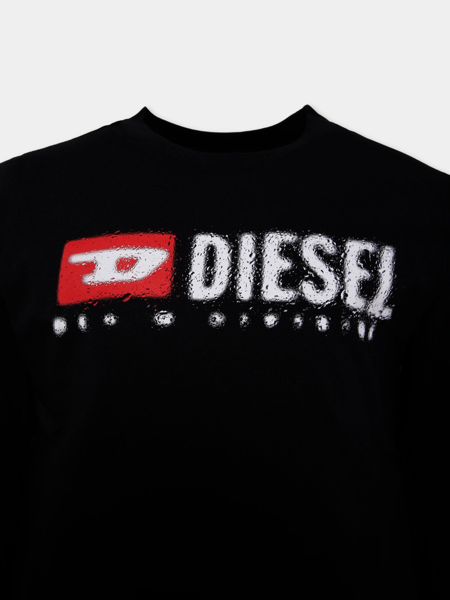 T-shirt nera per bambino con logo,Diesel,J02474-00YI9-K900