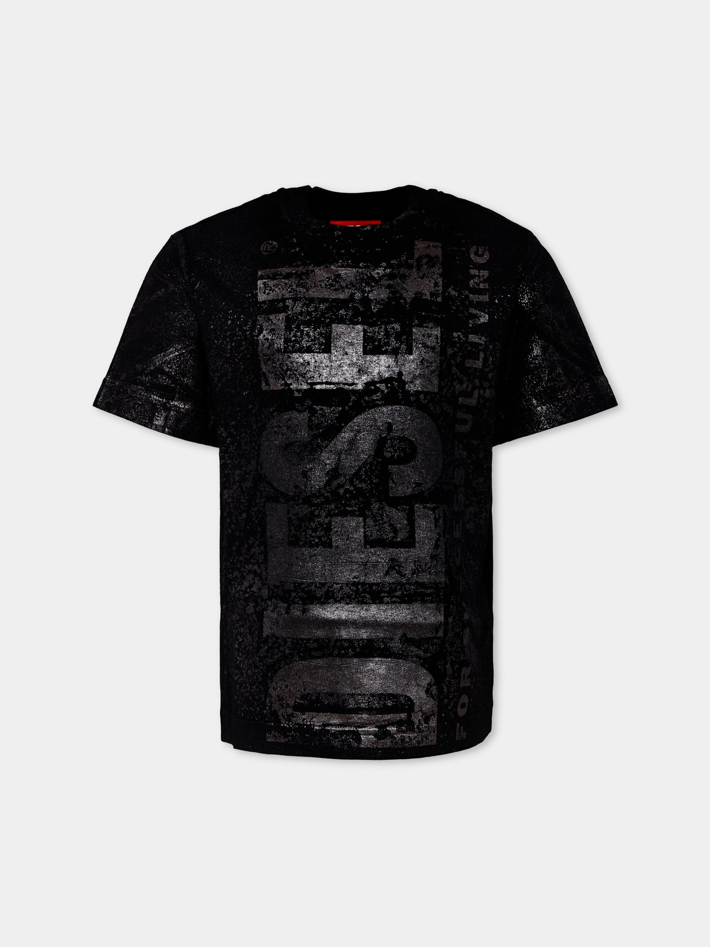 T-shirt nera per bambino con logo,Diesel,J02479-KYAZW-K900