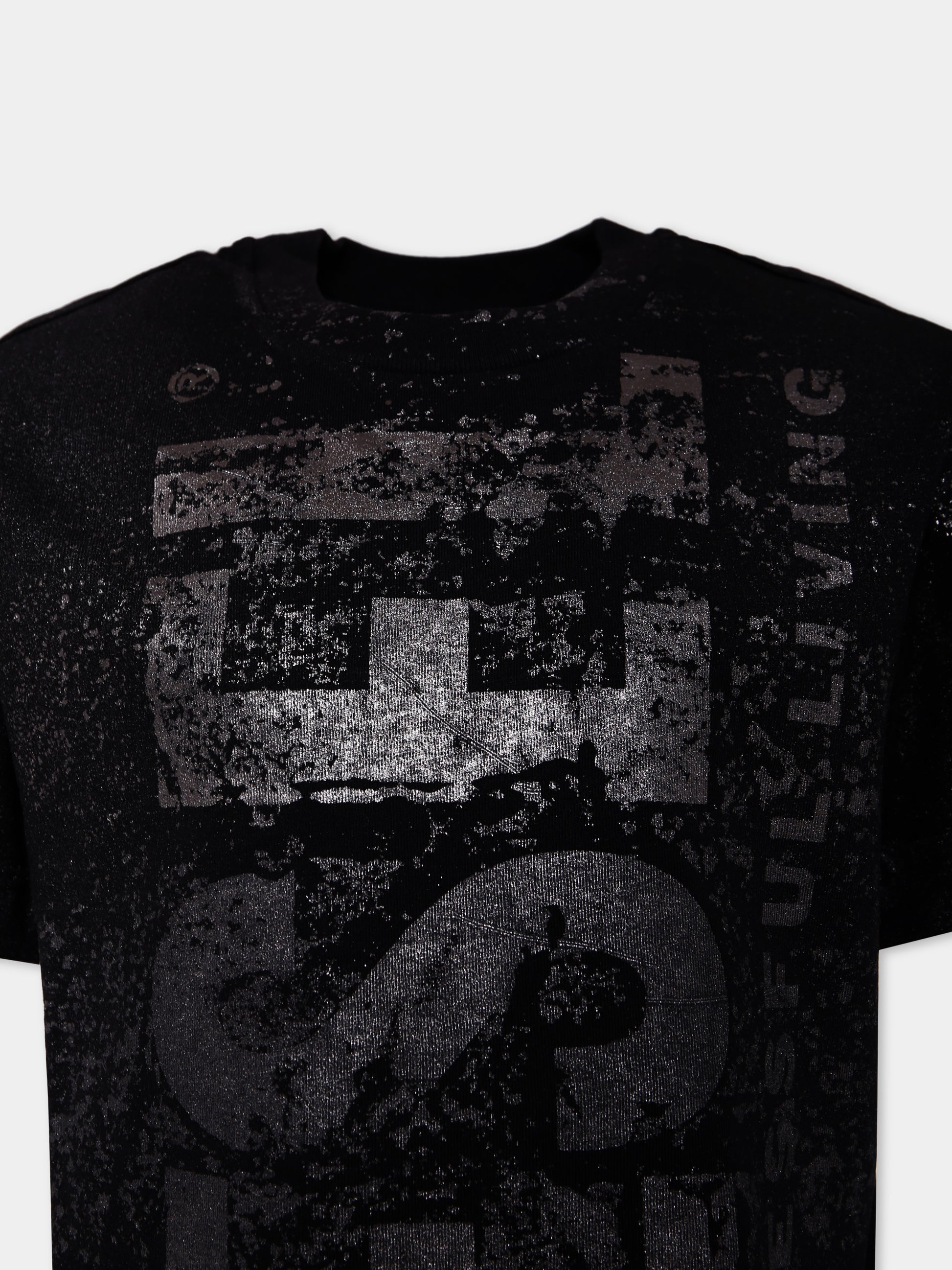 T-shirt nera per bambino con logo,Diesel,J02479-KYAZW-K900