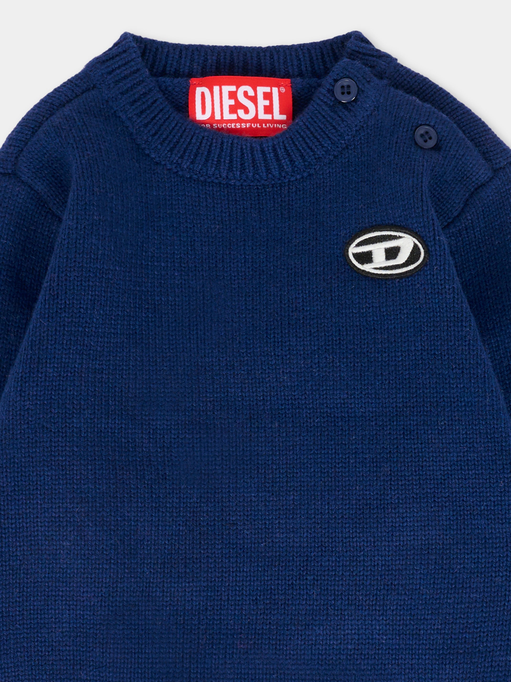 Maglione blu per neonato con logo,Diesel,K00685-KYAYX-K851