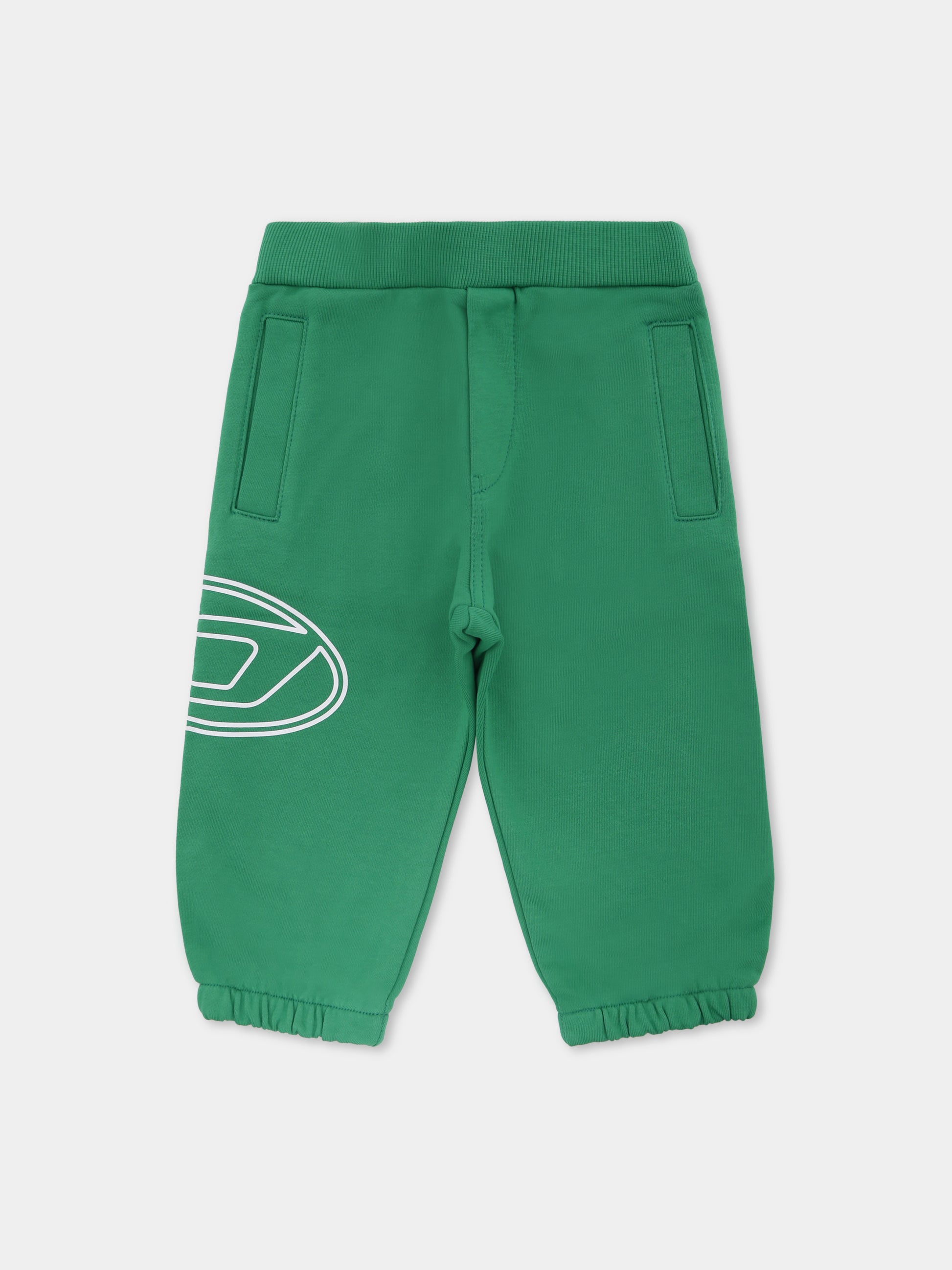 Pantaloni verde per neonato con logo,Diesel,K00693-KYAVF-K560